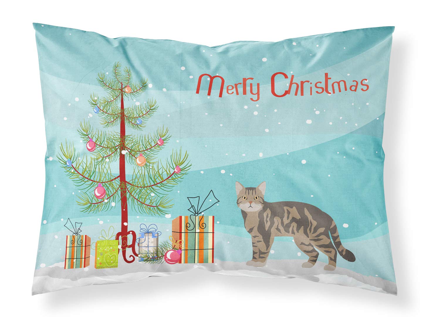 Carolines Treasures CK4556PILLOWCASE American Wirehair #1 Cat Merry Christmas Fabric Standard Pillowcase Lightweight Super Soft Easy Care Decorative Artwork Pillowcase, Standard