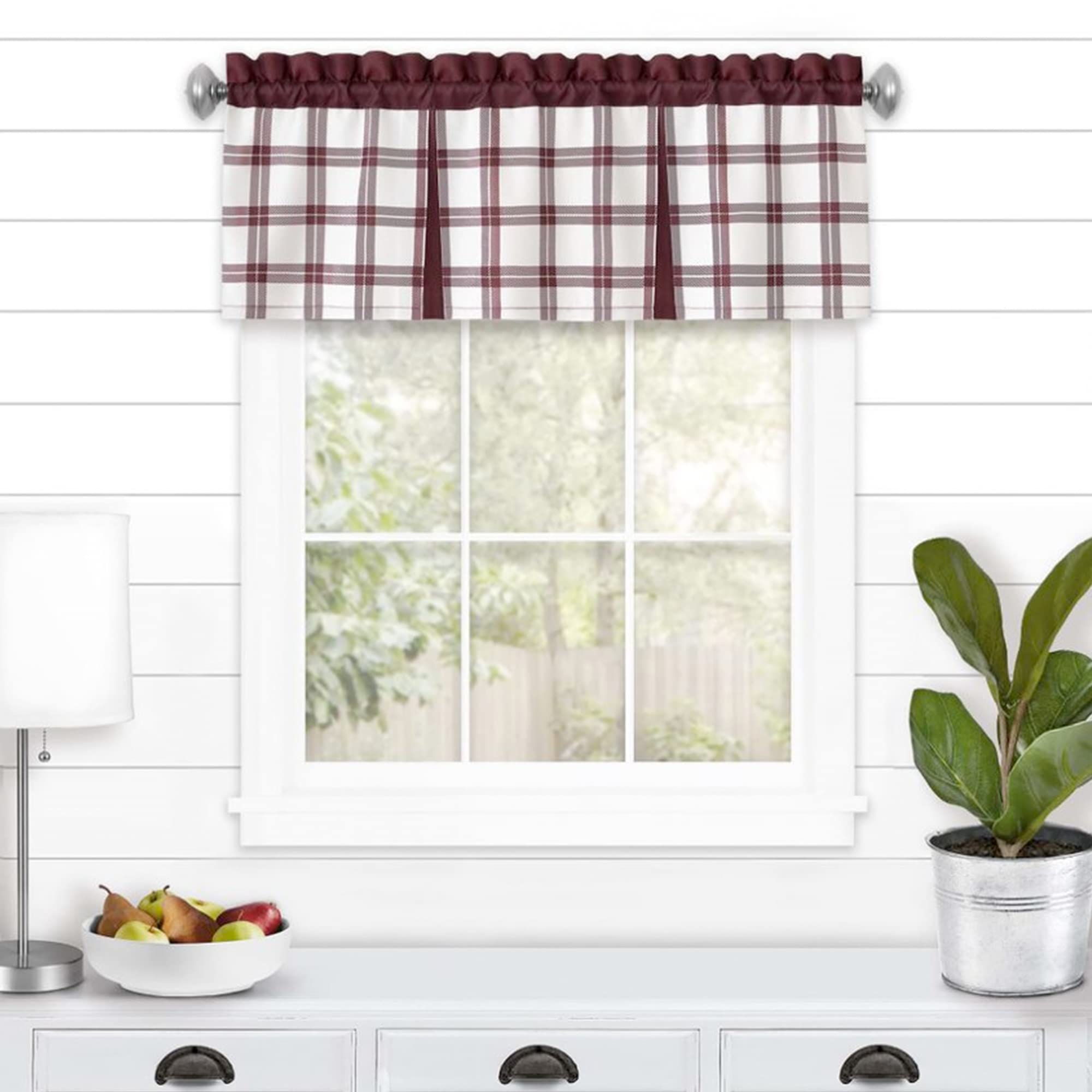 Tate Window Curtain Valance - 56x13 - Burgundy