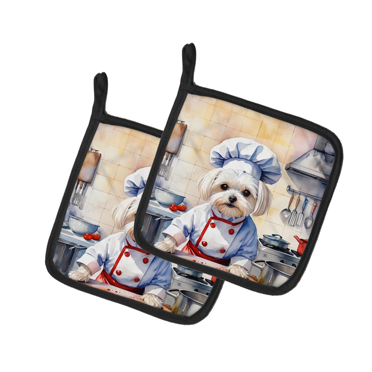 Maltese The Chef Pair of Pot Holders