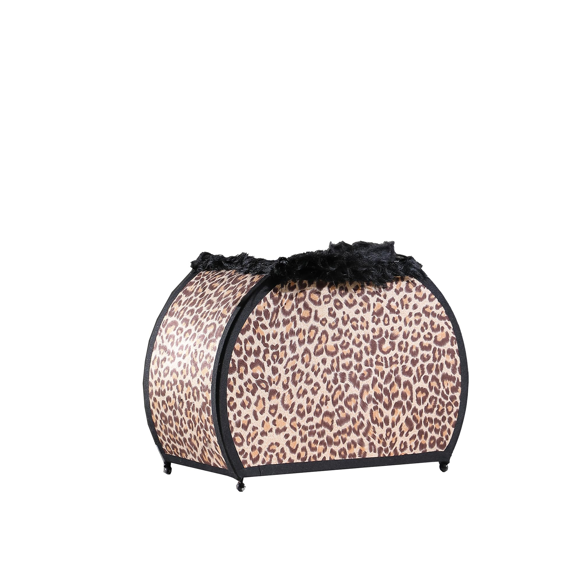 Wigi 12 Inch Accent Lamp, Purse, Cheetah Animal Print, Brown Black Faux Fur