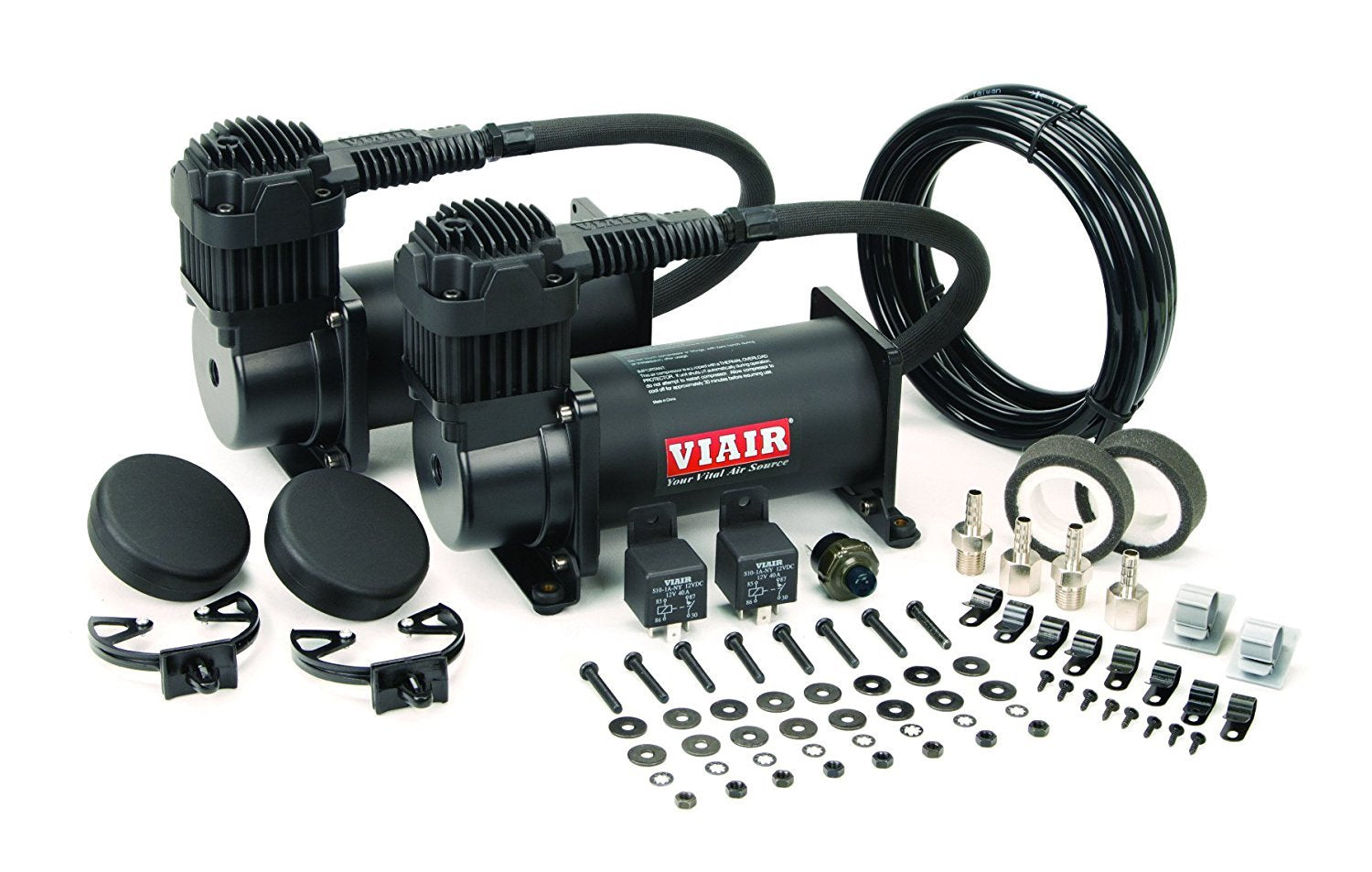 Dual Stealth Black 400C Value Pack (150 PSI, 400C/2, 110/145 P. Switch, 40 Amp Relay/2)