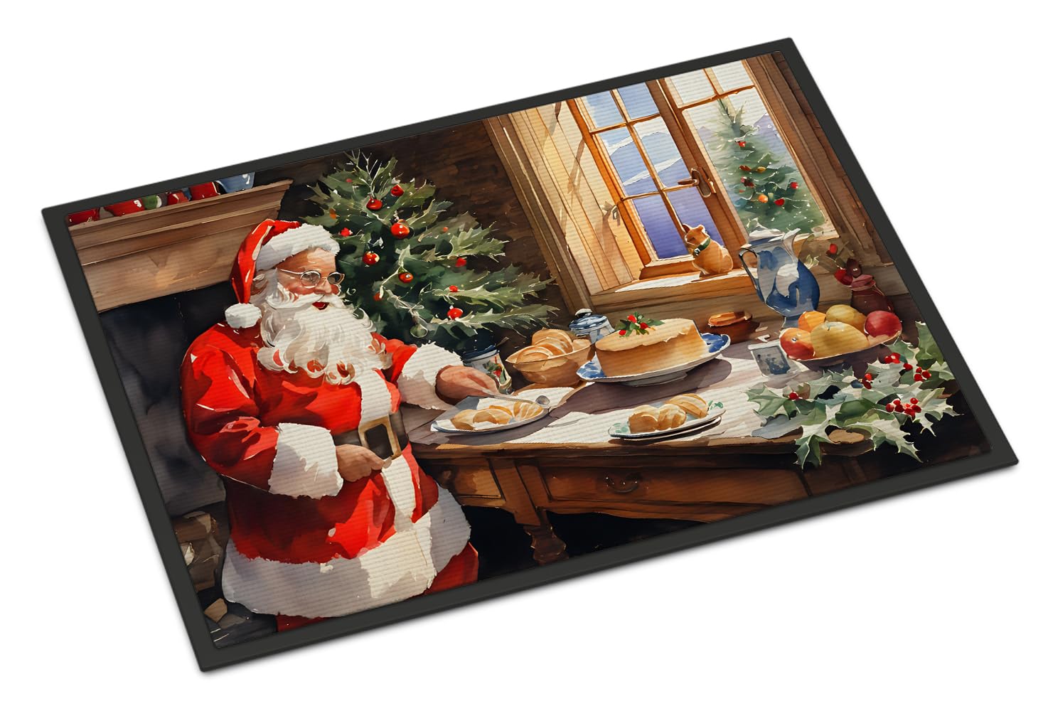Carolines Treasures DAC3291JMAT Cookies with Santa Claus Doormat Front Door Mat Indoor Outdoor Rugs for Entryway, Non Slip Washable Low Pile, 24H X 36W