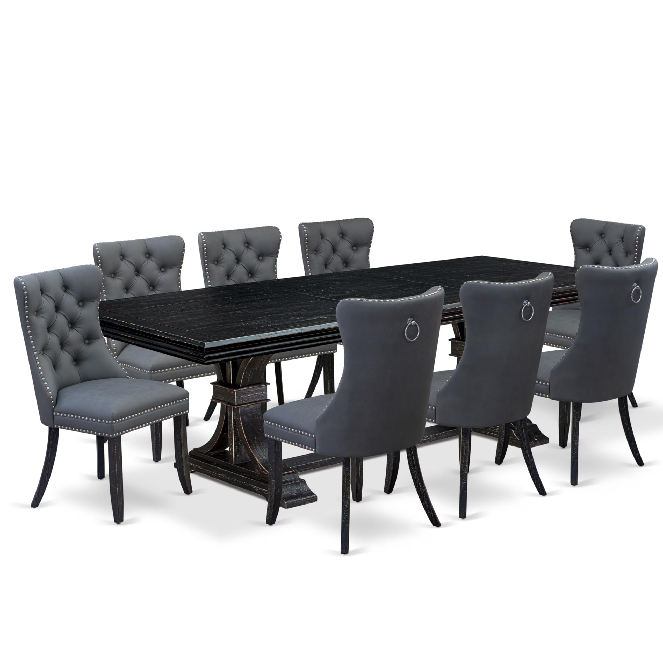 9 Pieces Dining Table Set a Rectangle Table and 8 Dining Chairs