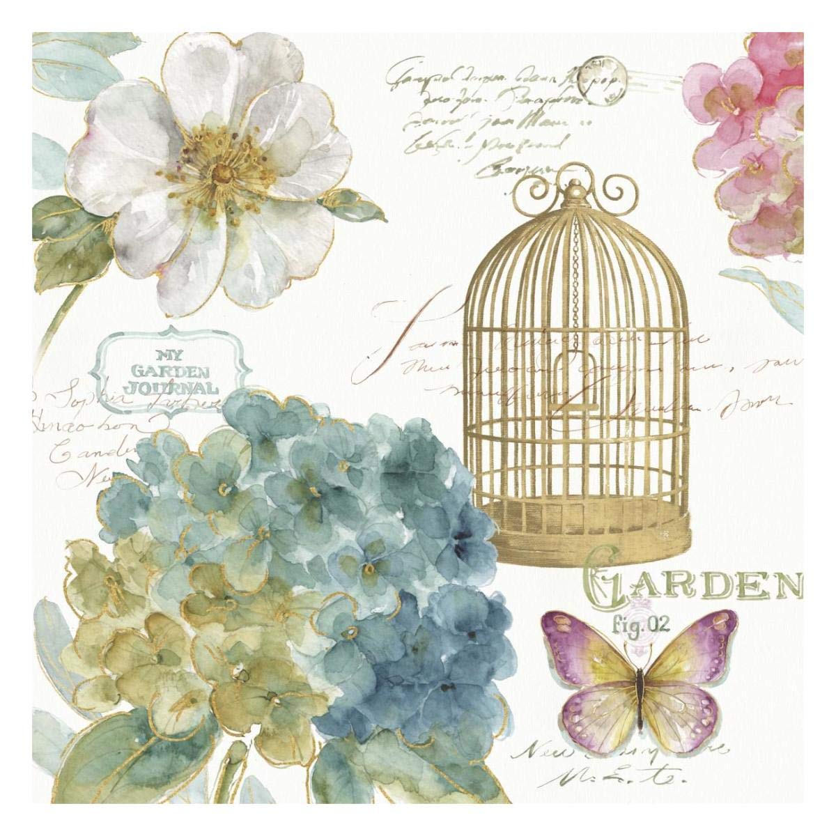 Rainbow Seeds Floral Birdcage III -Paper Art-26x26”