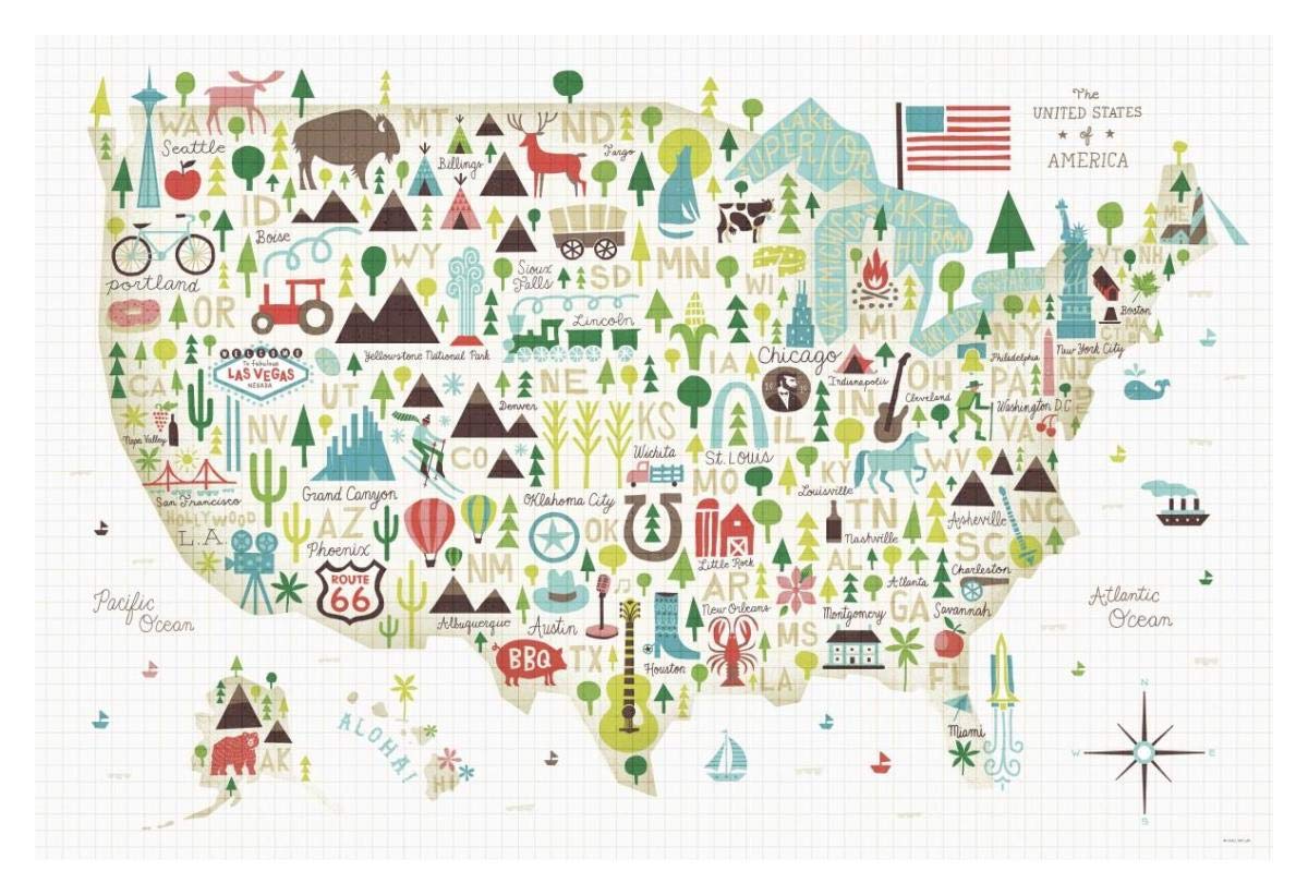 Illustrated USA -Paper Art-38x26”