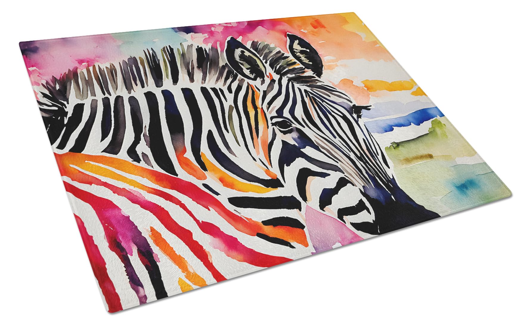 Carolines Treasures DAC3015LCB Zebra Glass Cutting Board Large Decorative Tempered Glass Kitchen Cutting and Serving Board Large Size Chopping Board