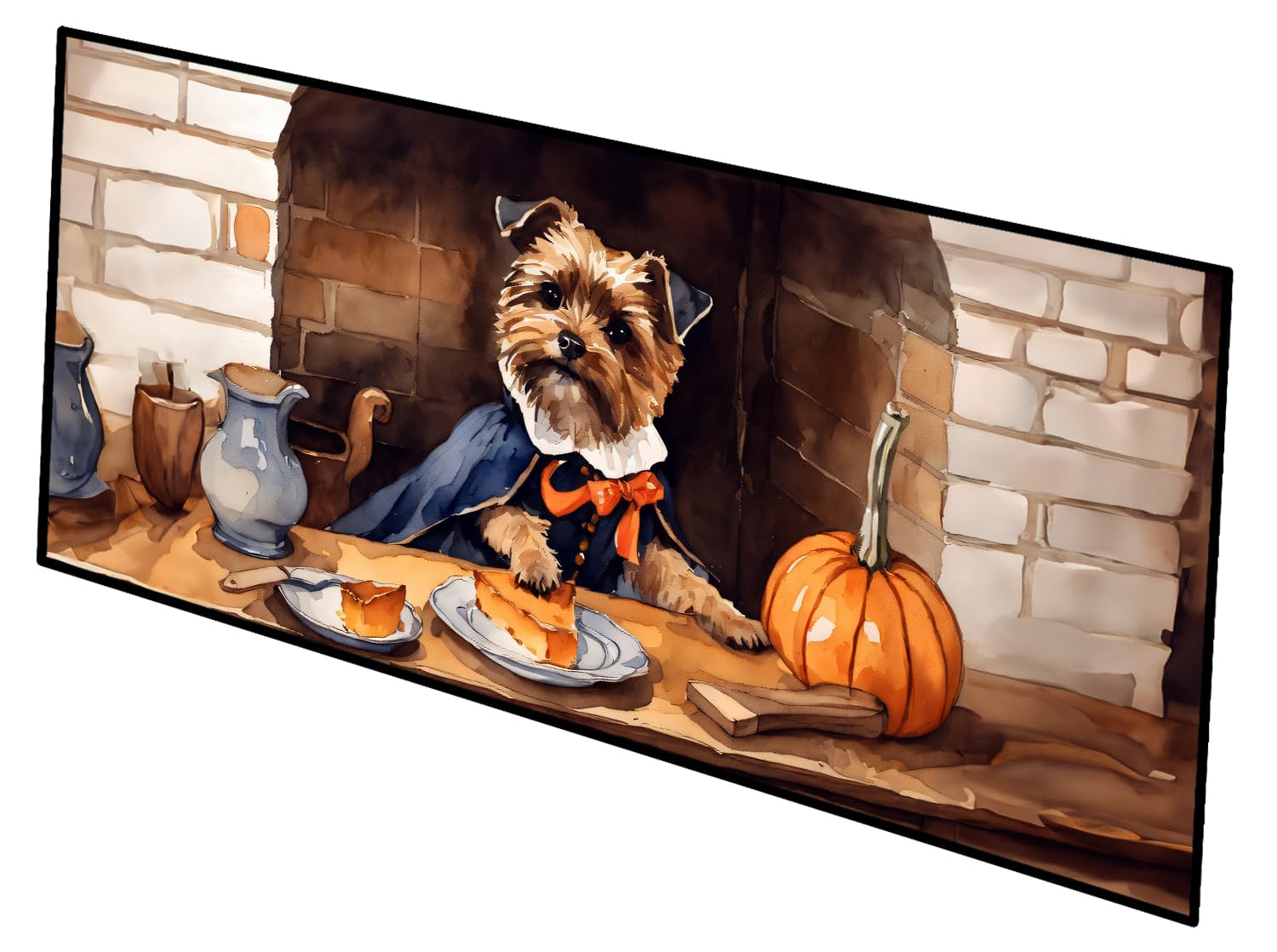 Carolines Treasures Border Terrier Fall Kitchen Pumpkins Runner Mat 28x58 Front Door Mat Indoor Outdoor Rugs for Entryway Hallway Foyer Non Slip Washable Wide Doormat