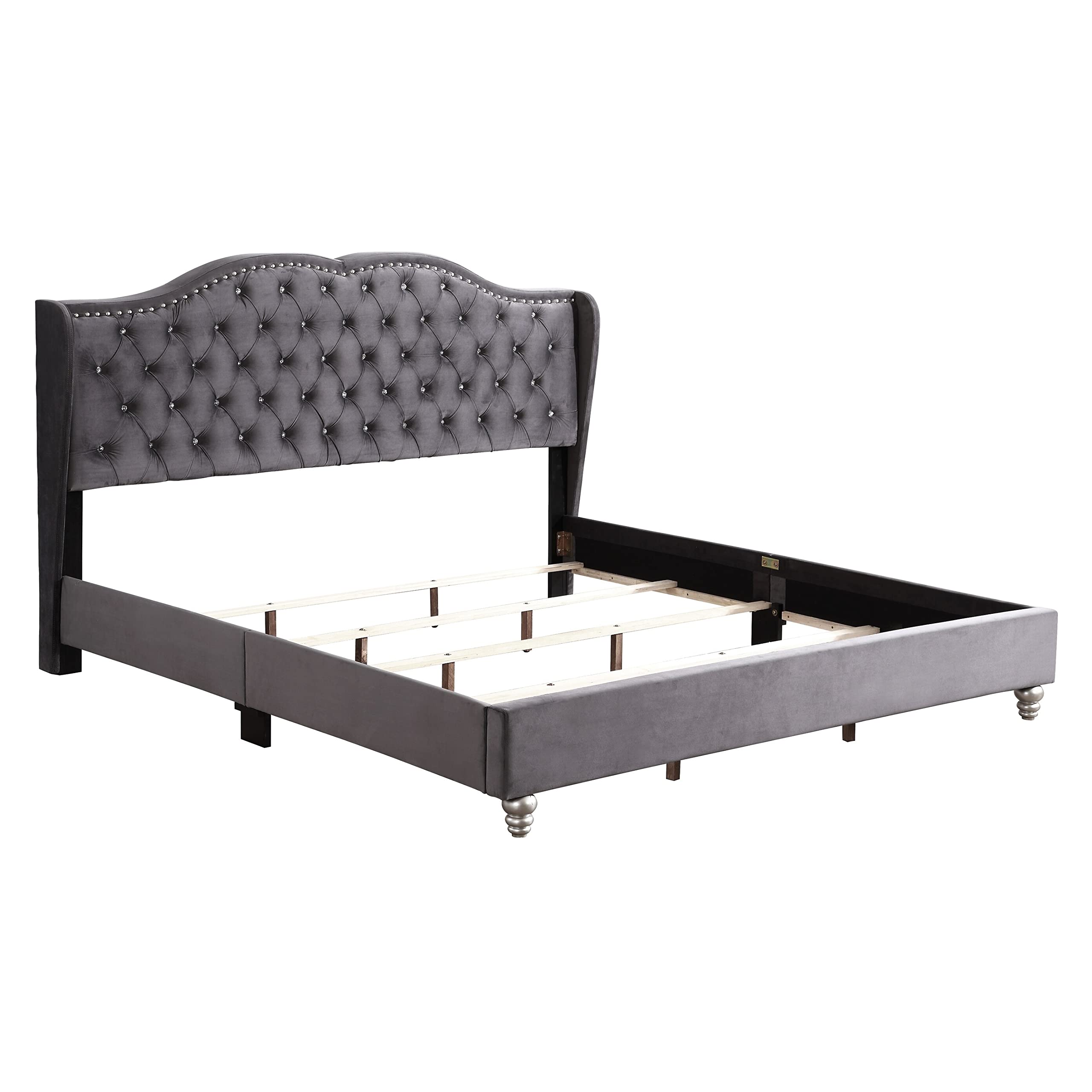Joy Gray Full Upholstered Panel Bed