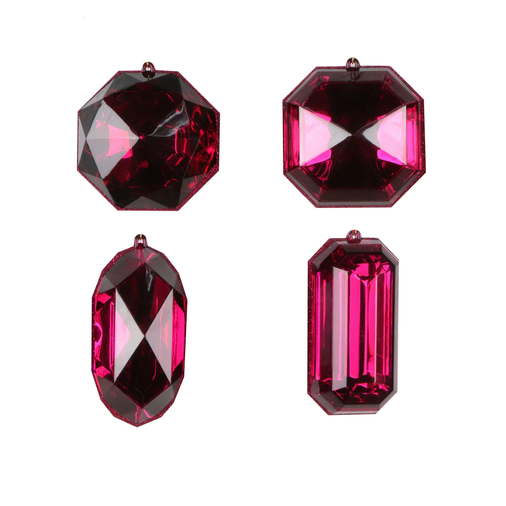 Casafoyer 4-5” Burgundy Jewel Glitter Asst 4/Bag - (Pack Of 2)