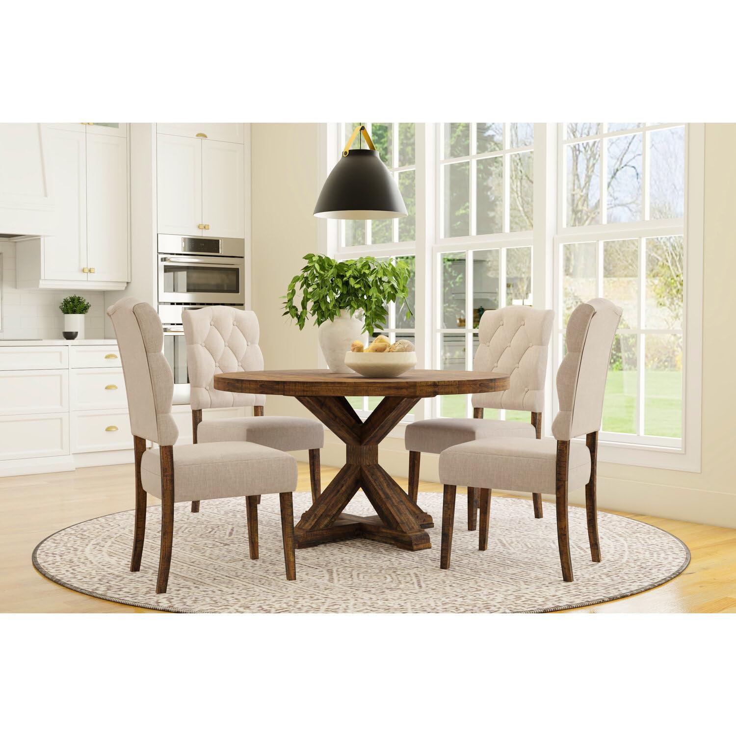 Newberry Round Dining Table, Medium Brown