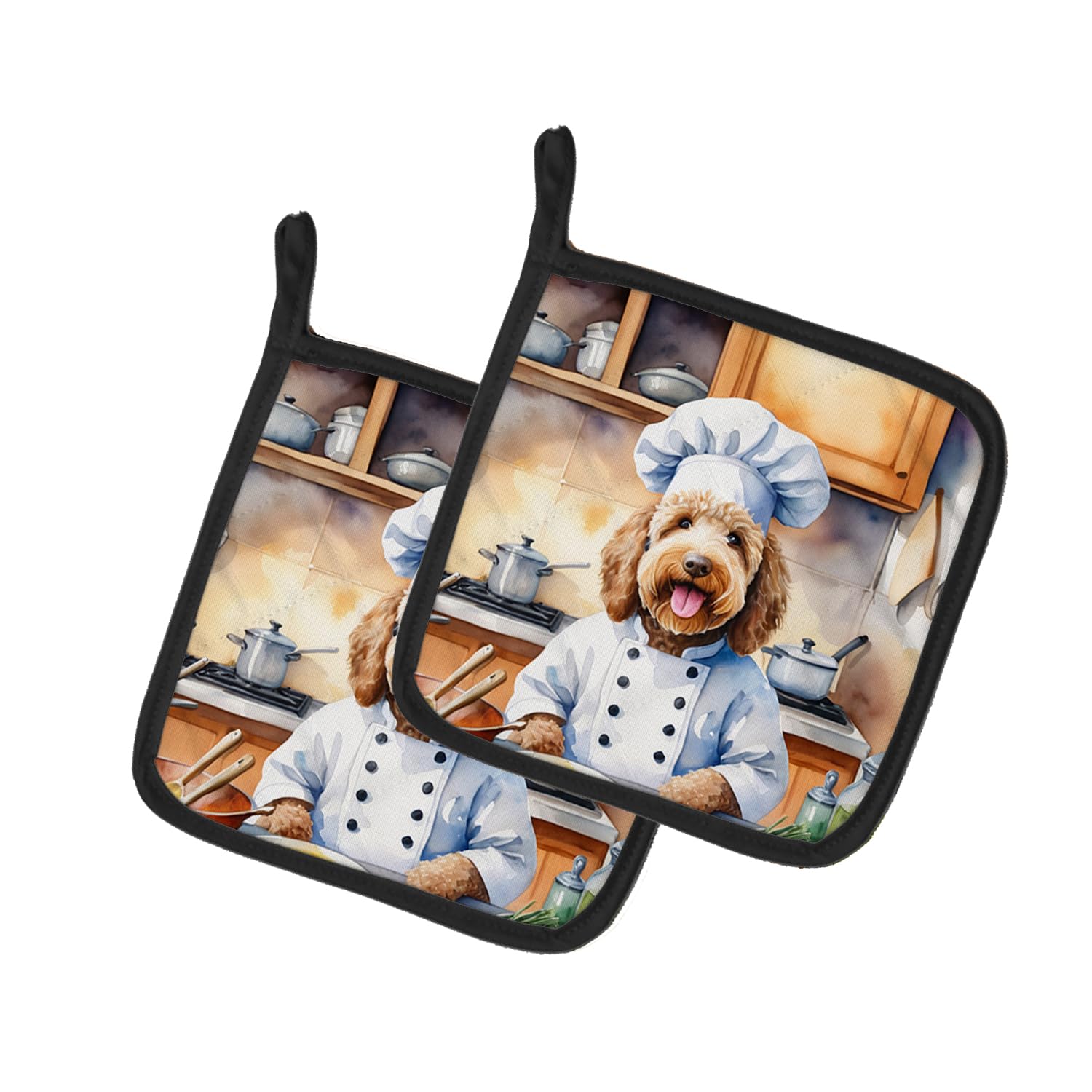 Labradoodle The Chef Pair of Pot Holders