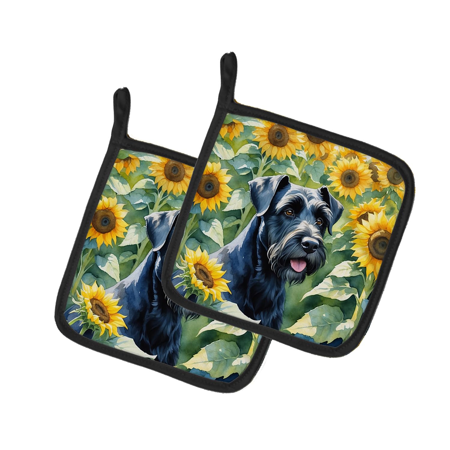 Giant Schnauzer in Sunflowers Pair of Pot Holders