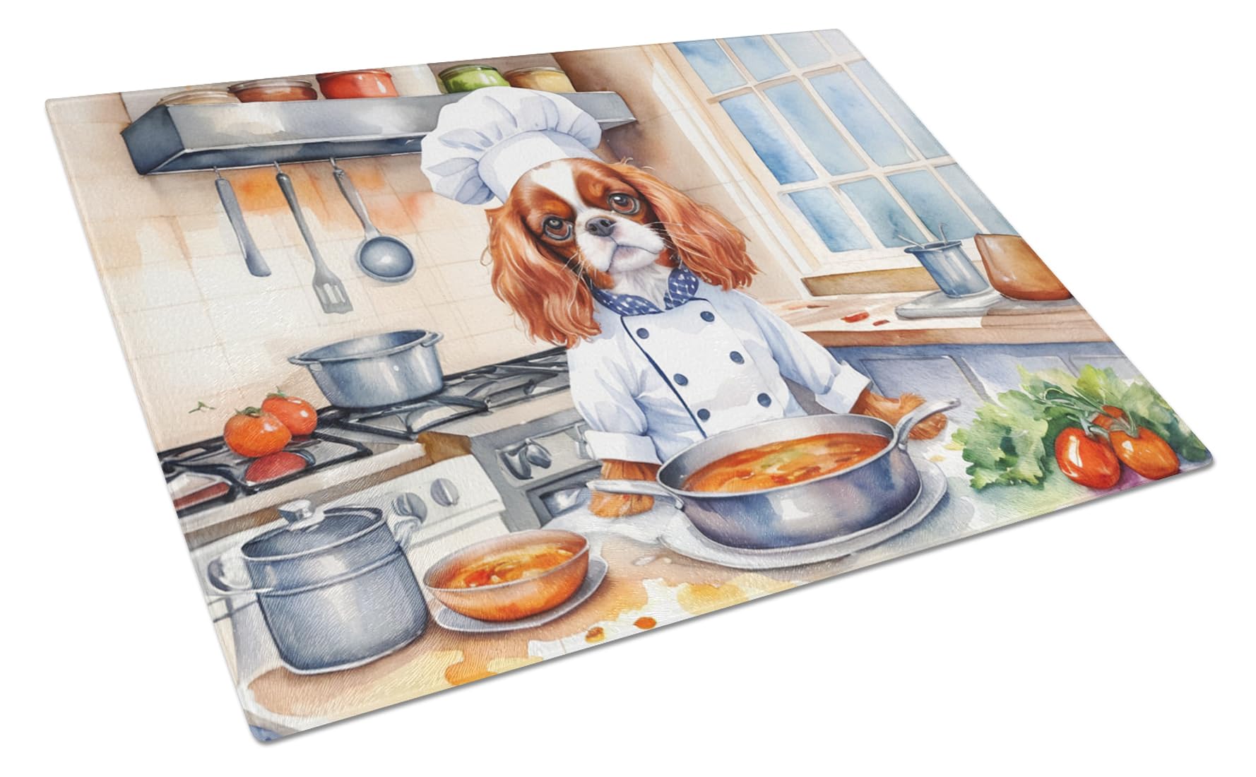 Carolines Treasures DAC6227LCB Cavalier Spaniel The Chef Glass Cutting Board Decorative Tempered Glass Kitchen Cutting and Serving Board Large Size Chopping Board