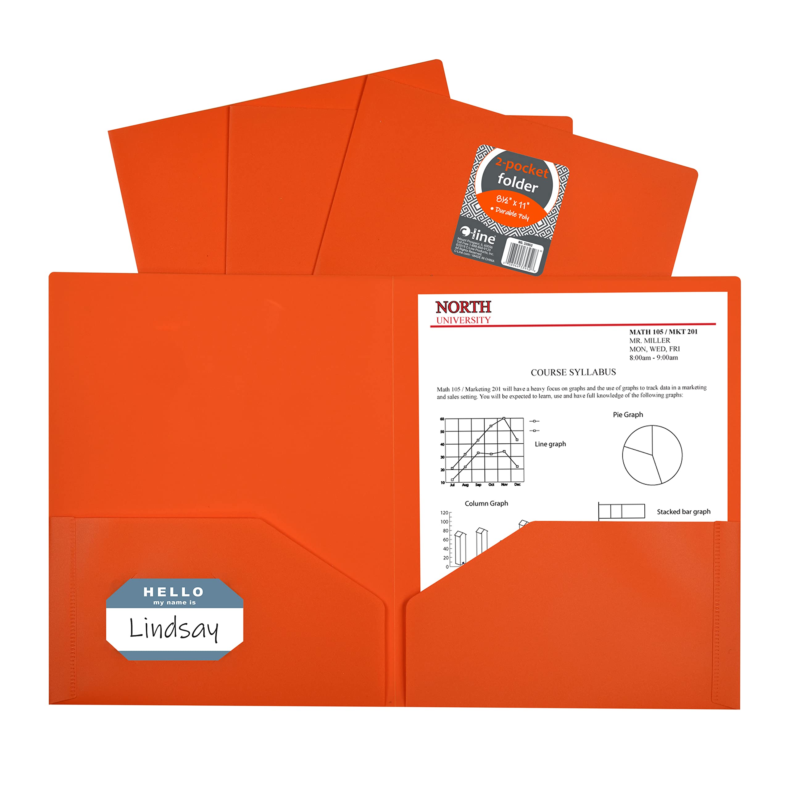 Two-Pocket Heavyweight Poly Portfolio Folder, Orange (Set of 25 Folders)