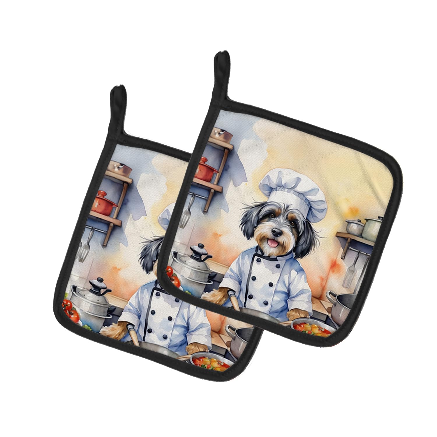 Tibetan Terrier The Chef Pair of Pot Holders