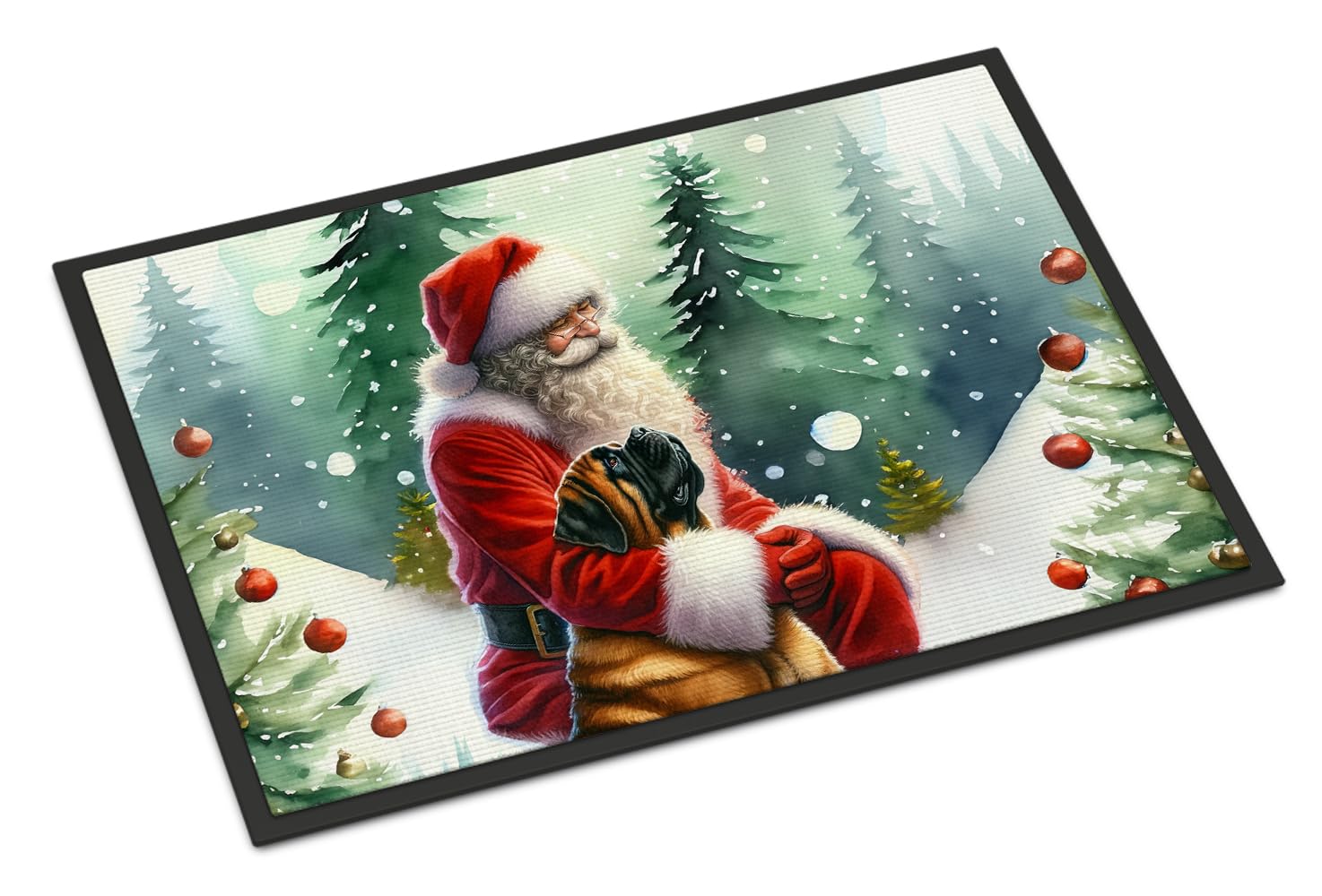 Carolines Treasures DAC4141JMAT Mastiff and Santa Claus Doormat Front Door Mat Indoor Outdoor Rugs for Entryway, Non Slip Washable Low Pile, 24H X 36W