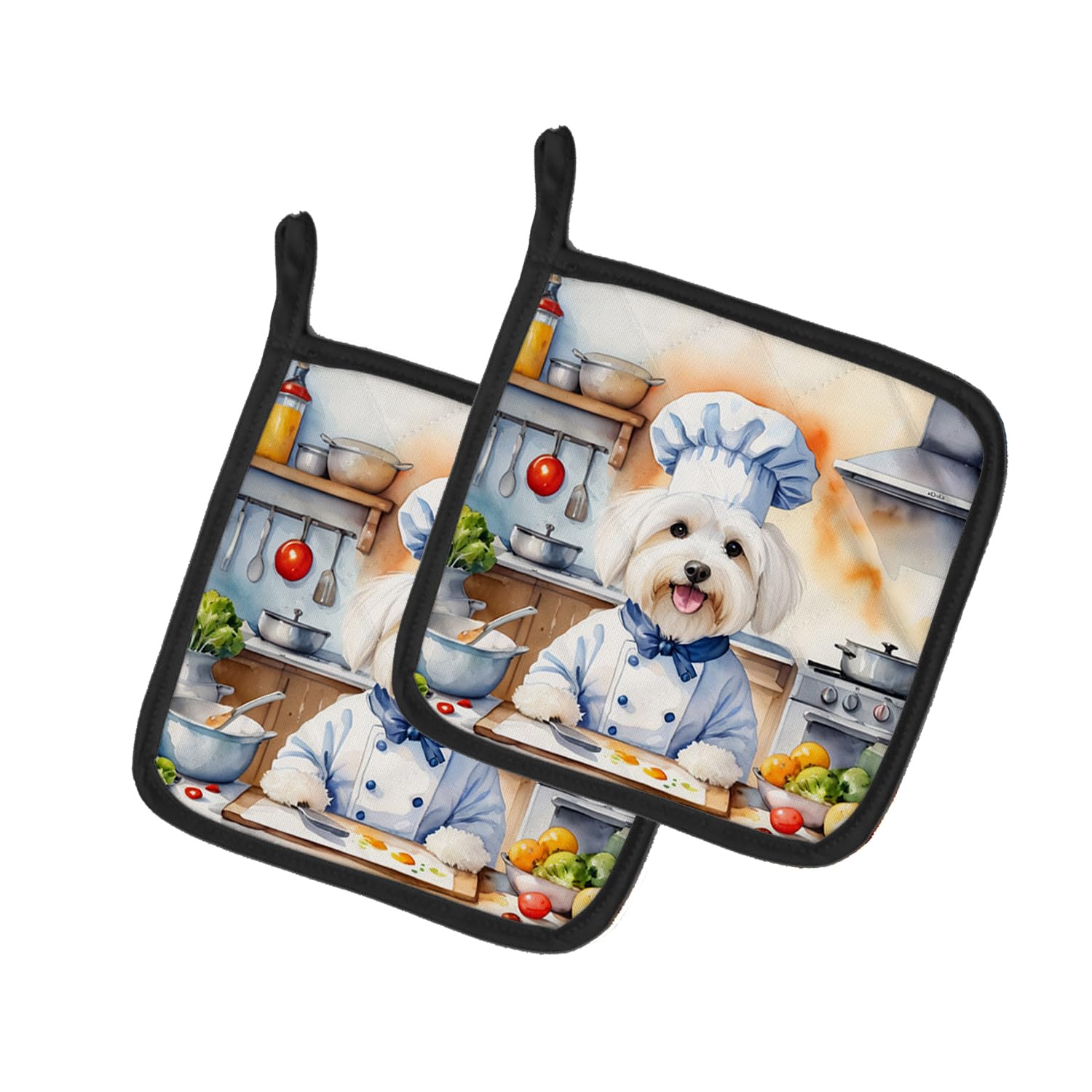 Coton de Tulear The Chef Pair of Pot Holders