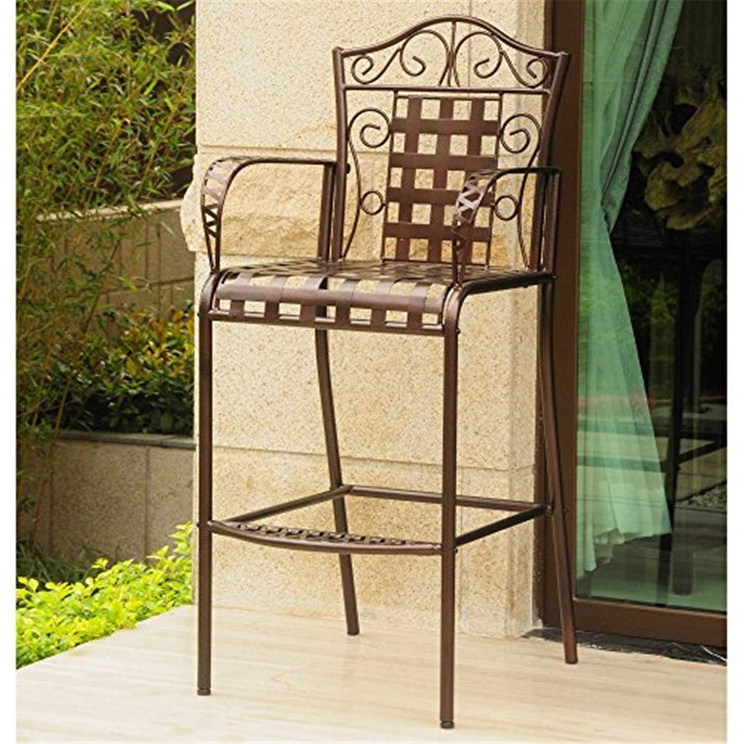 Mandalay Iron Bar-height Dining Chairs (Set of 2) - Hammered Bronze