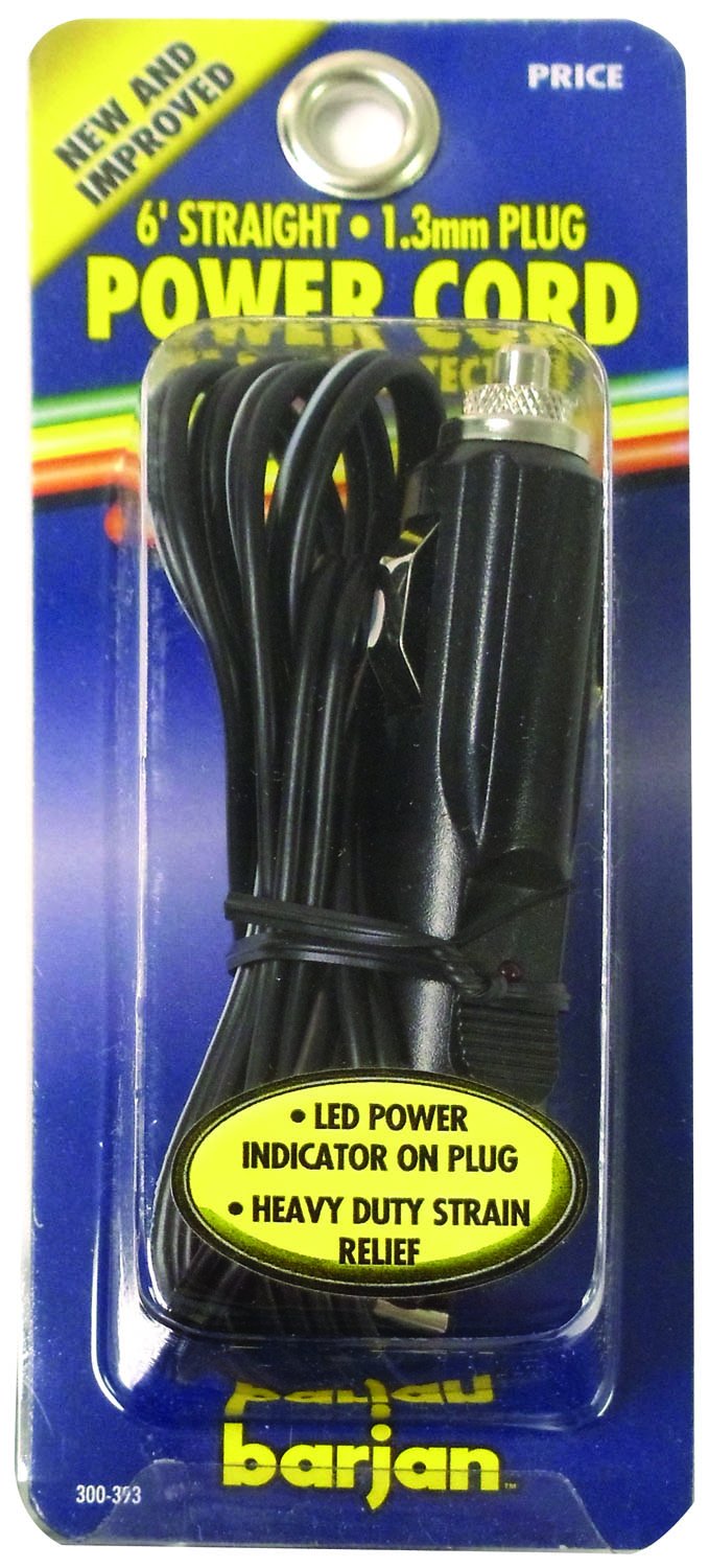 BARJAN 6 STRAIGHT WIRE POWER CORD WITH CIGARETTE PLUG AND 1.3MM RIGHT ANGLE CONNECTOR