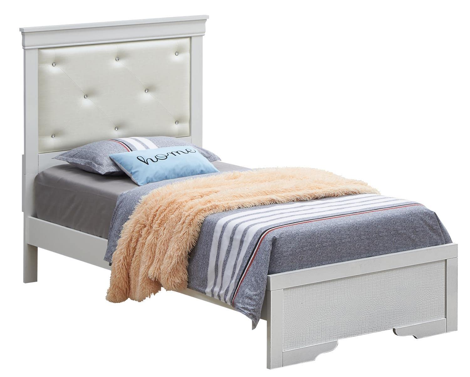 Lorana Silver Champagne Twin Panel Beds