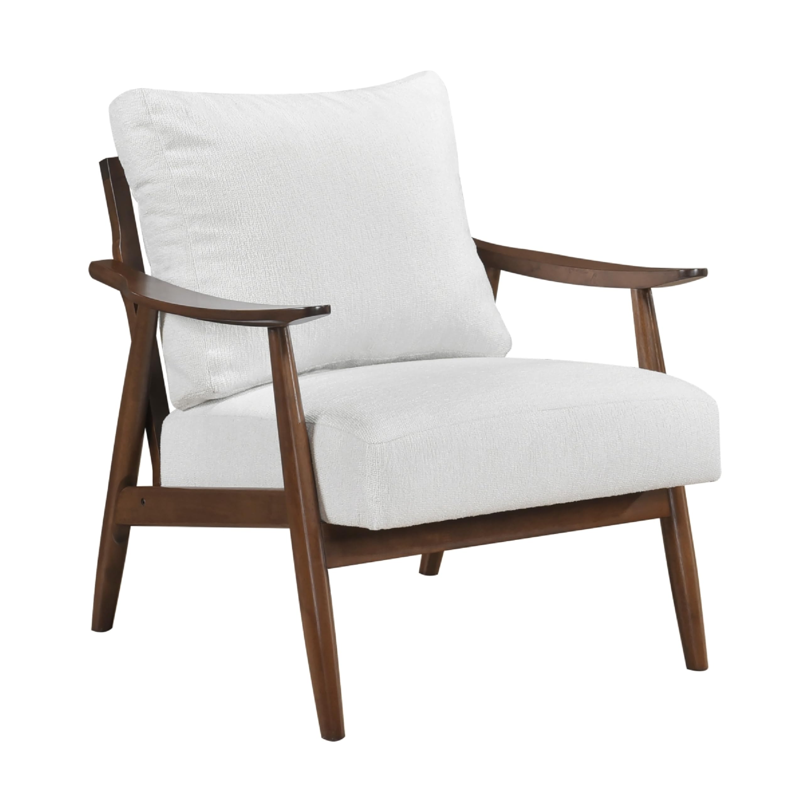 Toni Accent Chair, Foam Fill Beige Polyester, Slat Back Dark Brown Wood