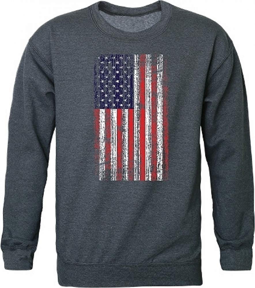 GraphicCrewneck,Distressed Flag, HCH, M
