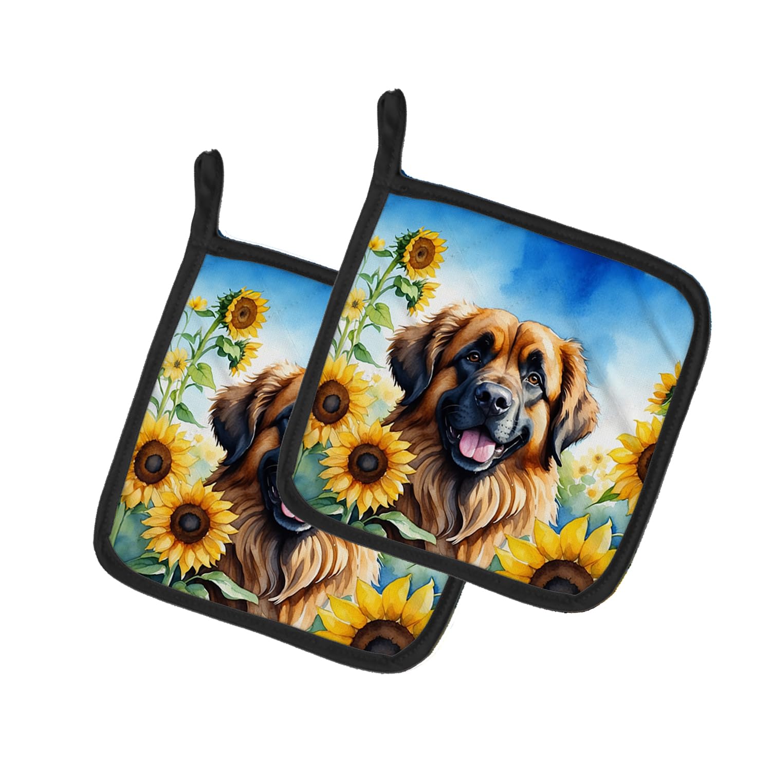 Leonberger in Sunflowers Pair of Pot Holders