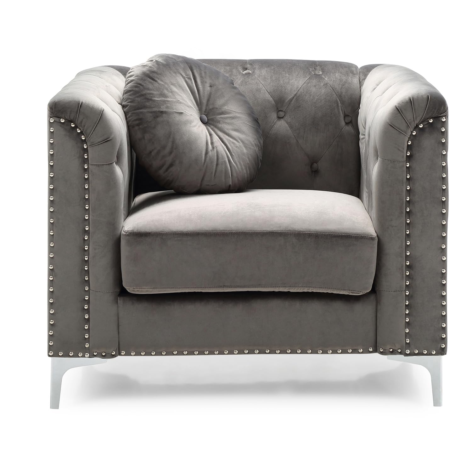 Pompano Dark Gray Tufted Velvet Accent Chair