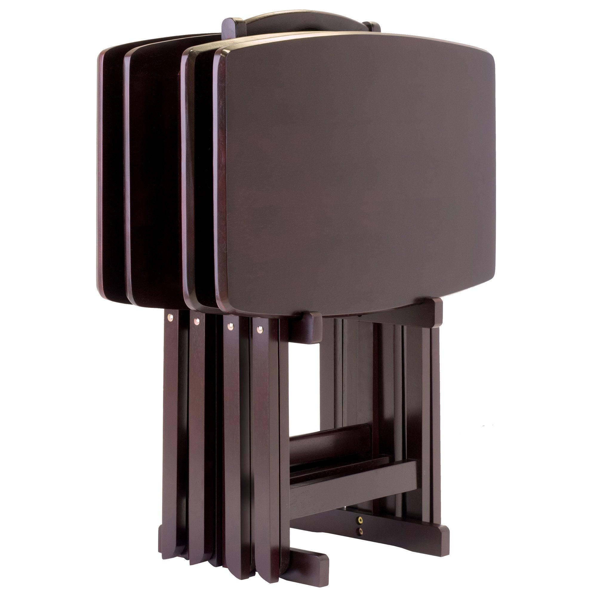 Casafoyer Wood Dylan 5-Piece Snack Table Set with Stand, Espresso Finish ( Pack of 2 )
