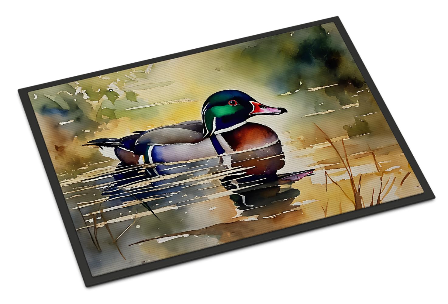 Carolines Treasures DAC3281JMAT Wood Duck Doormat Front Door Mat Indoor Outdoor Rugs for Entryway, Non Slip Washable Low Pile, 24H X 36W