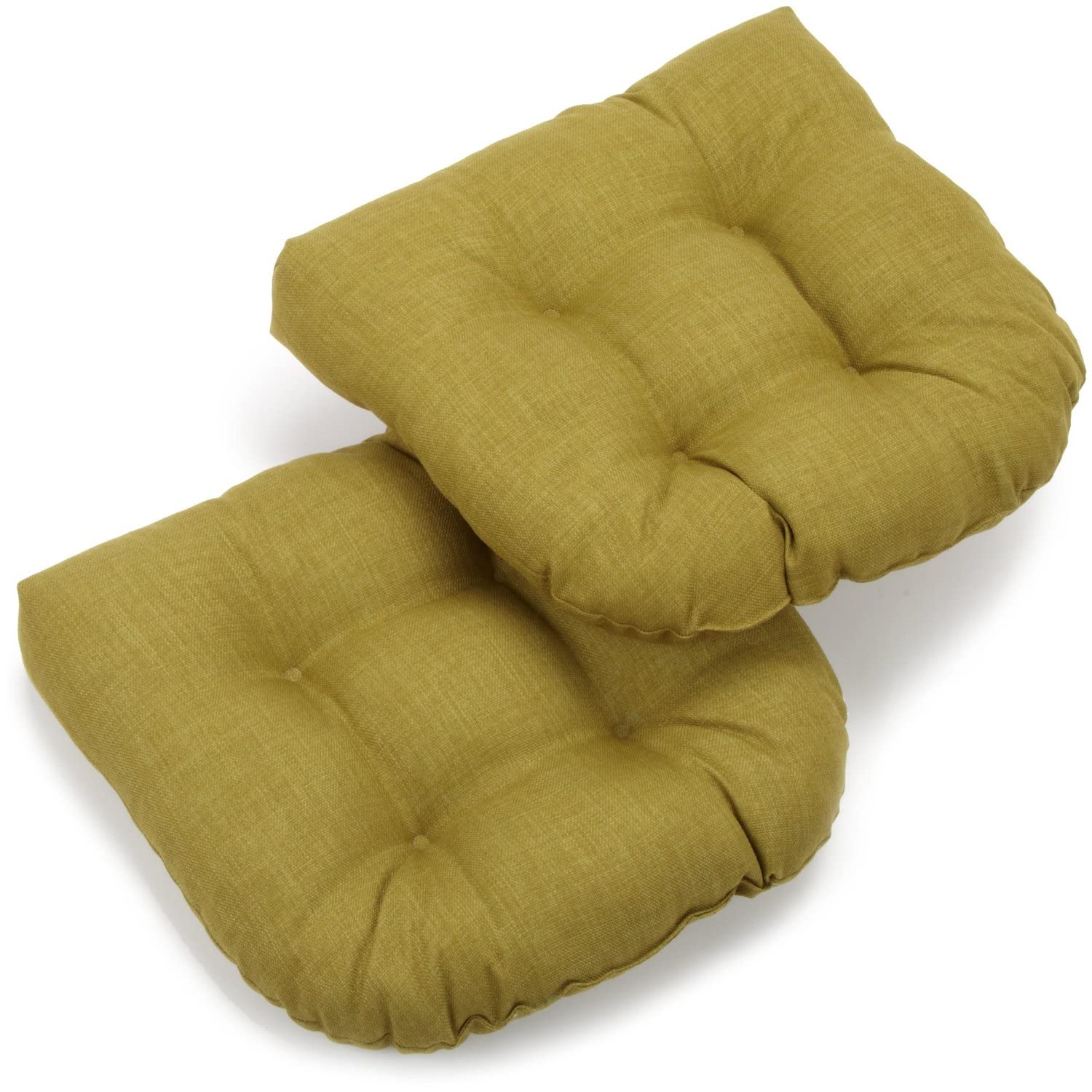 19-inch U-Shaped Outdoor Spun Polyester Tufted Dining Chair Cushion (Set of 2) - Avocado