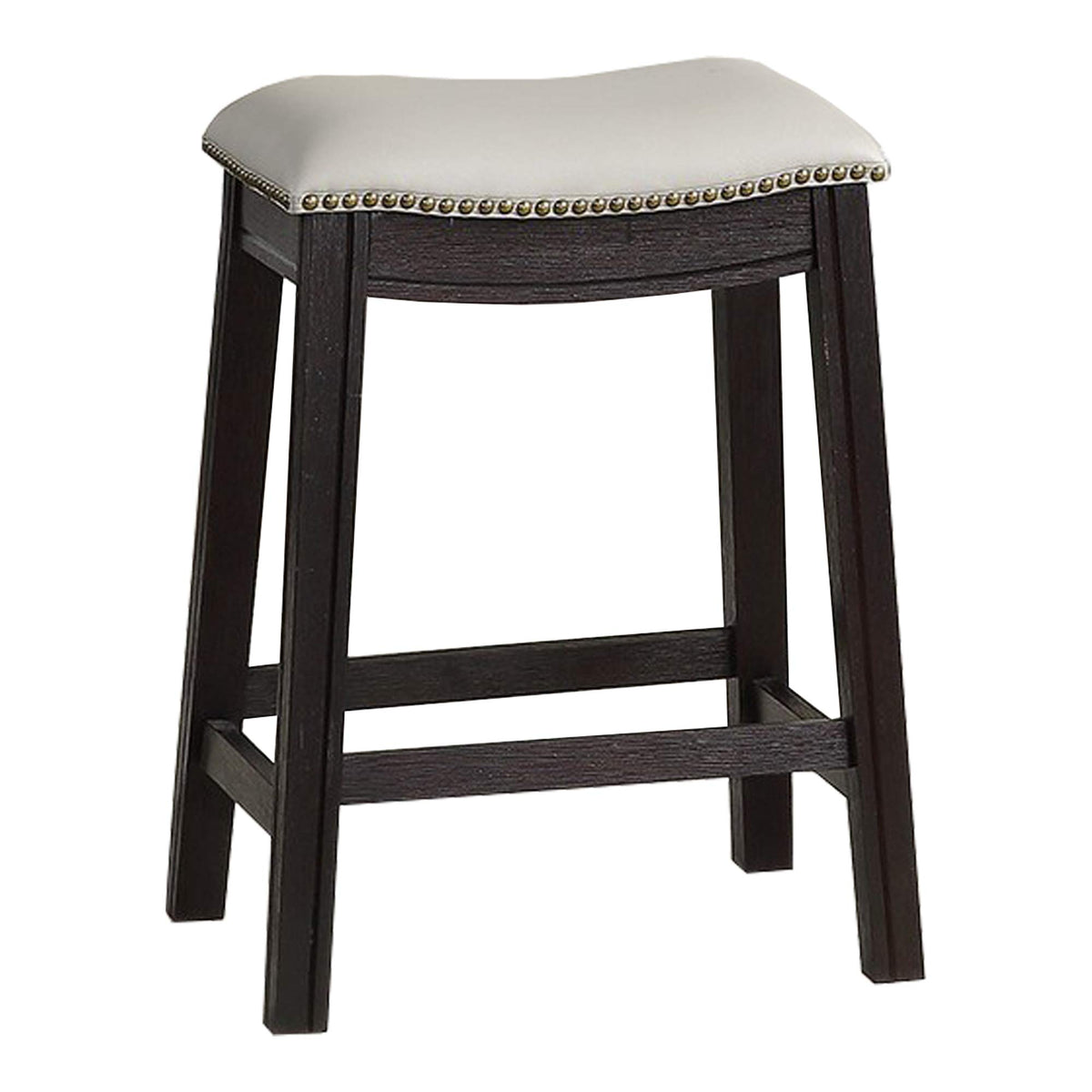 Benjara Curved Leatherette Counter Stool With Nailhead Trim, Set Of 2, Gray