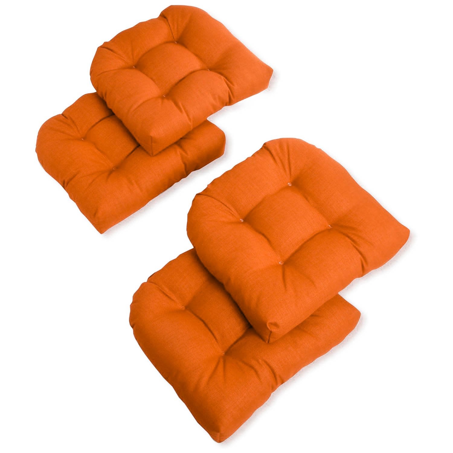 19-inch U-Shaped Spun Polyester Outdoor Tufted Dining Chair Cushions (Set of 4) - Tangerine Dream
