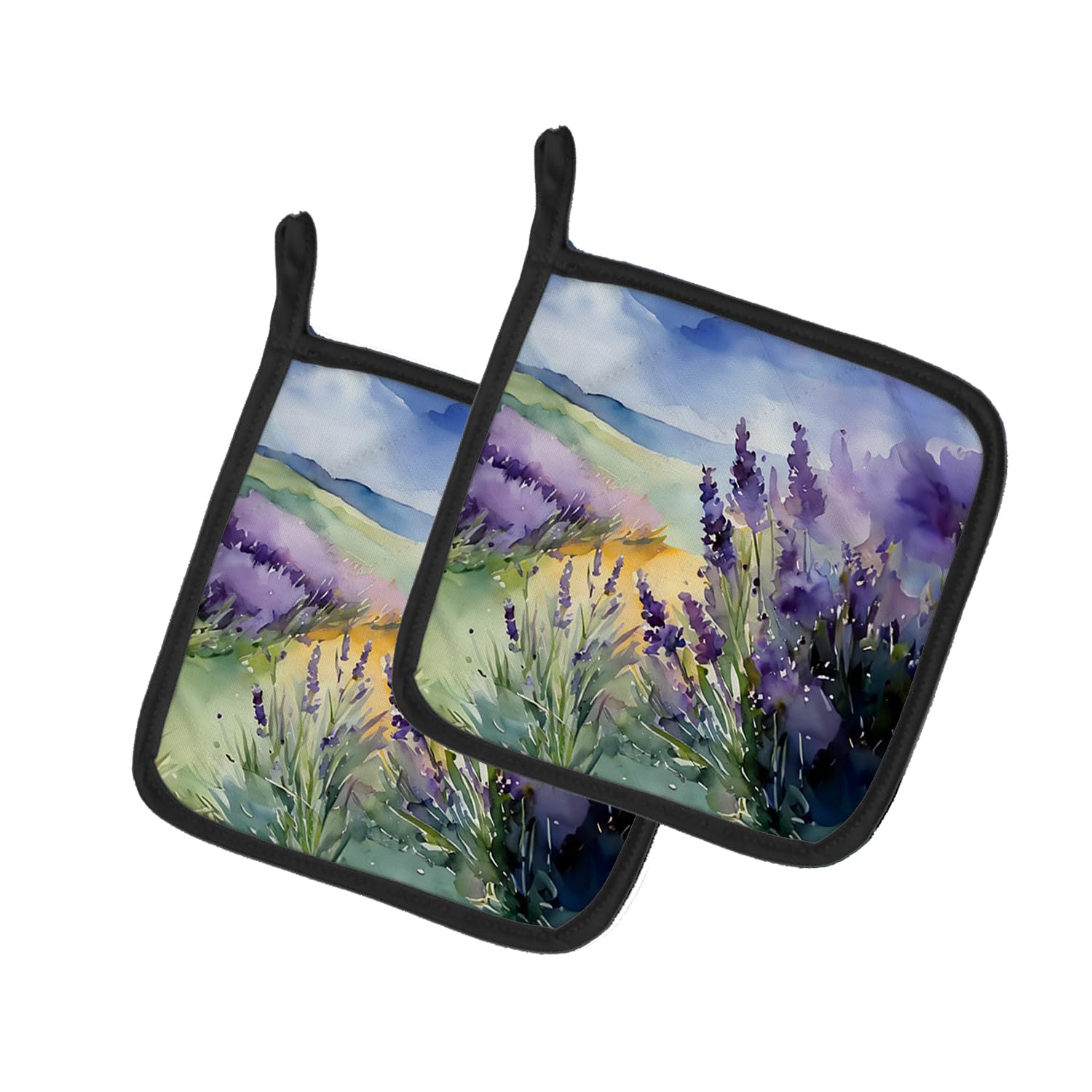 Lavender in Watercolor Pair of Pot Holders