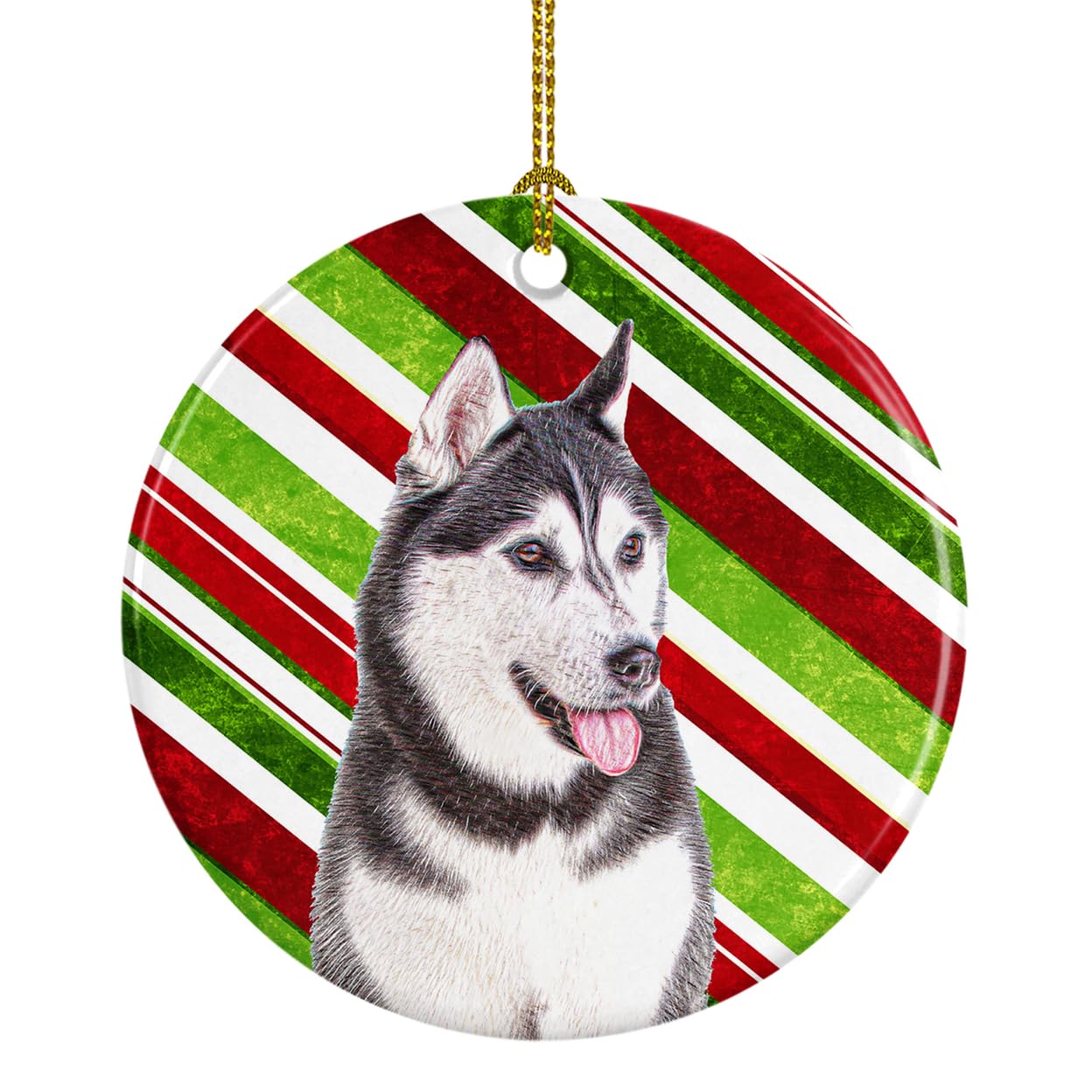 Candy Cane Holiday Christmas Alaskan Malamute Ceramic Ornament KJ1168CO1
