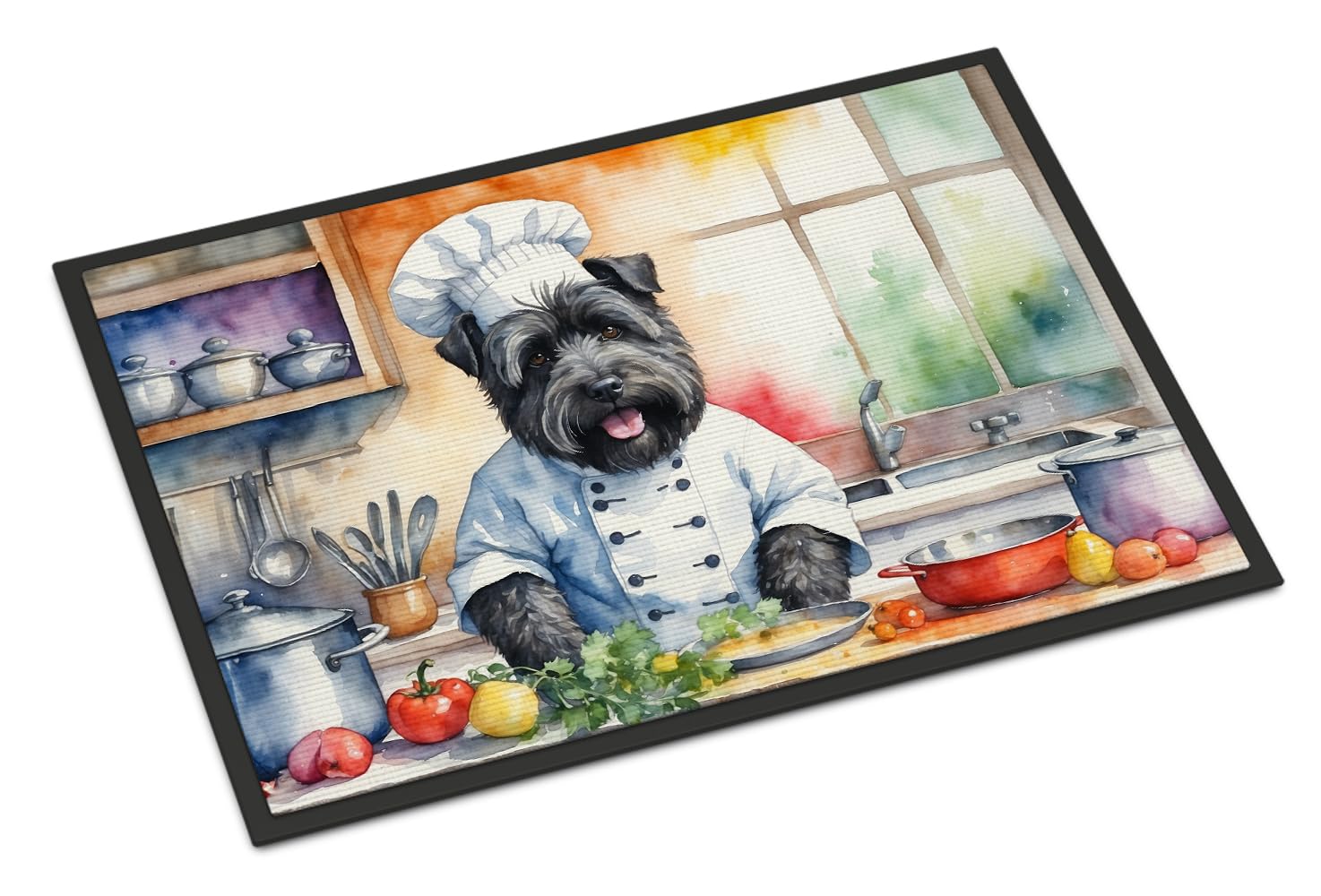 Carolines Treasures DAC6217MAT Bouvier des Flandres The Chef Doormat Front Door Mat Indoor Outdoor Rugs for Entryway, Non Slip Washable Low Pile, 18H X 27W