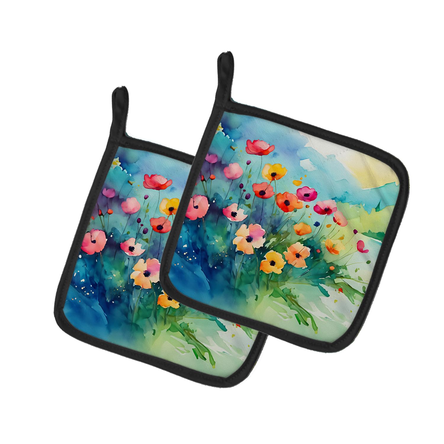 Anemones in Watercolor Pair of Pot Holders