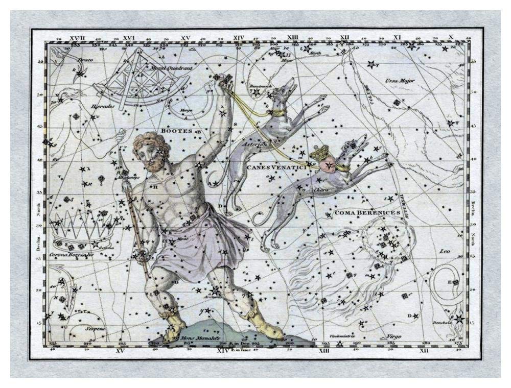 Maps of the Heavens: Bootes the Hunter and His Hounds-Paper Art-50x38”
