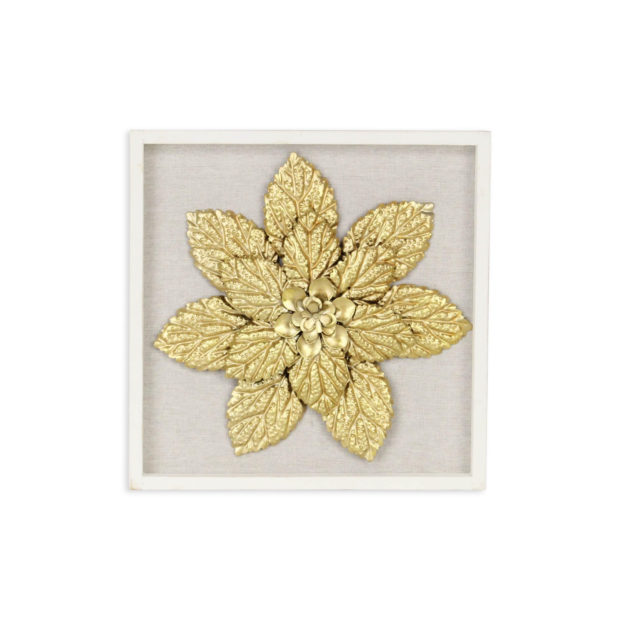 Vita Framed Elegant Gold Flower on White Frame