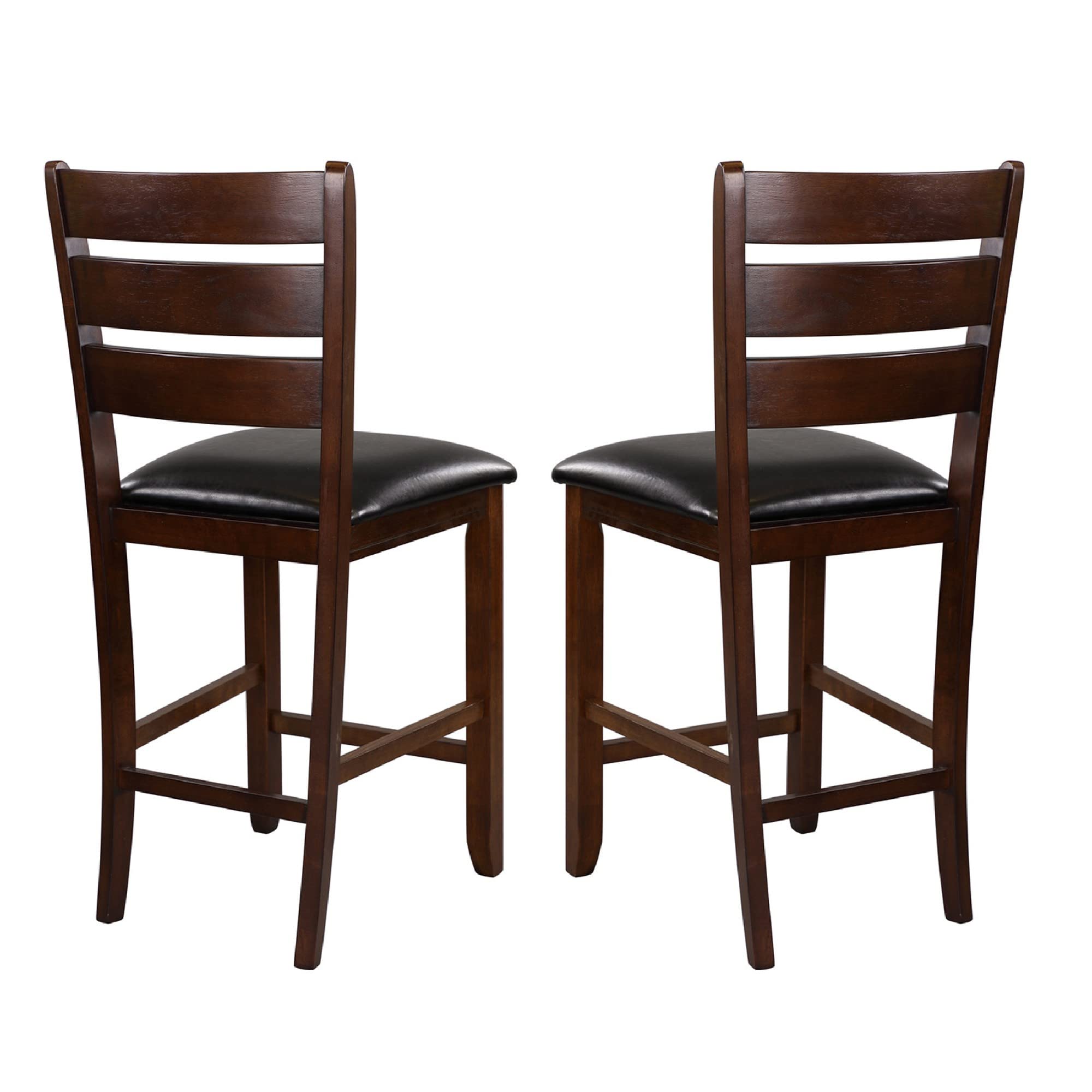 Benjara Benzara Wooden Counter Height Chair With Slatted Back, Set Of Two, Brown And Black,