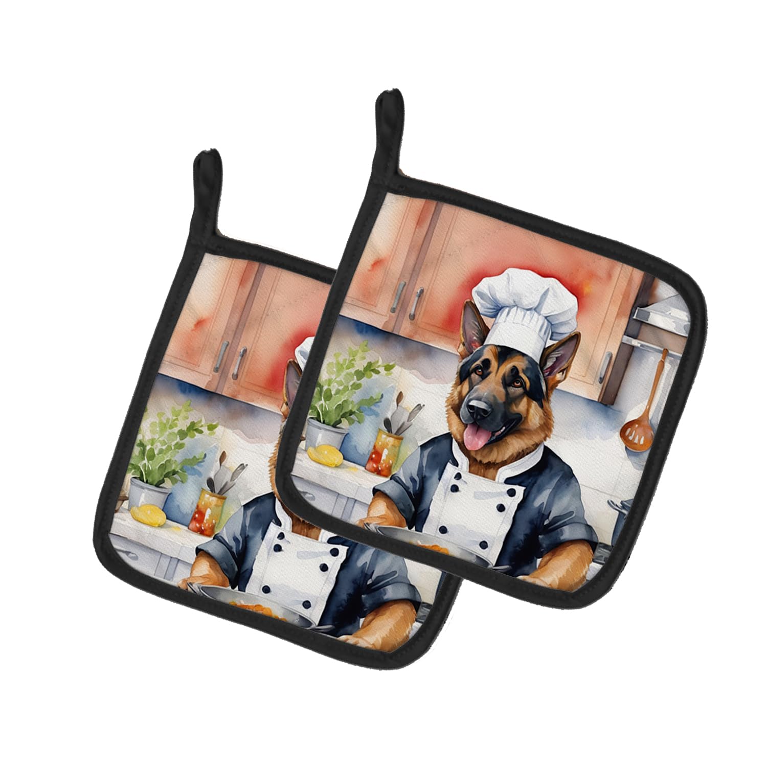 German Shepherd The Chef Pair of Pot Holders