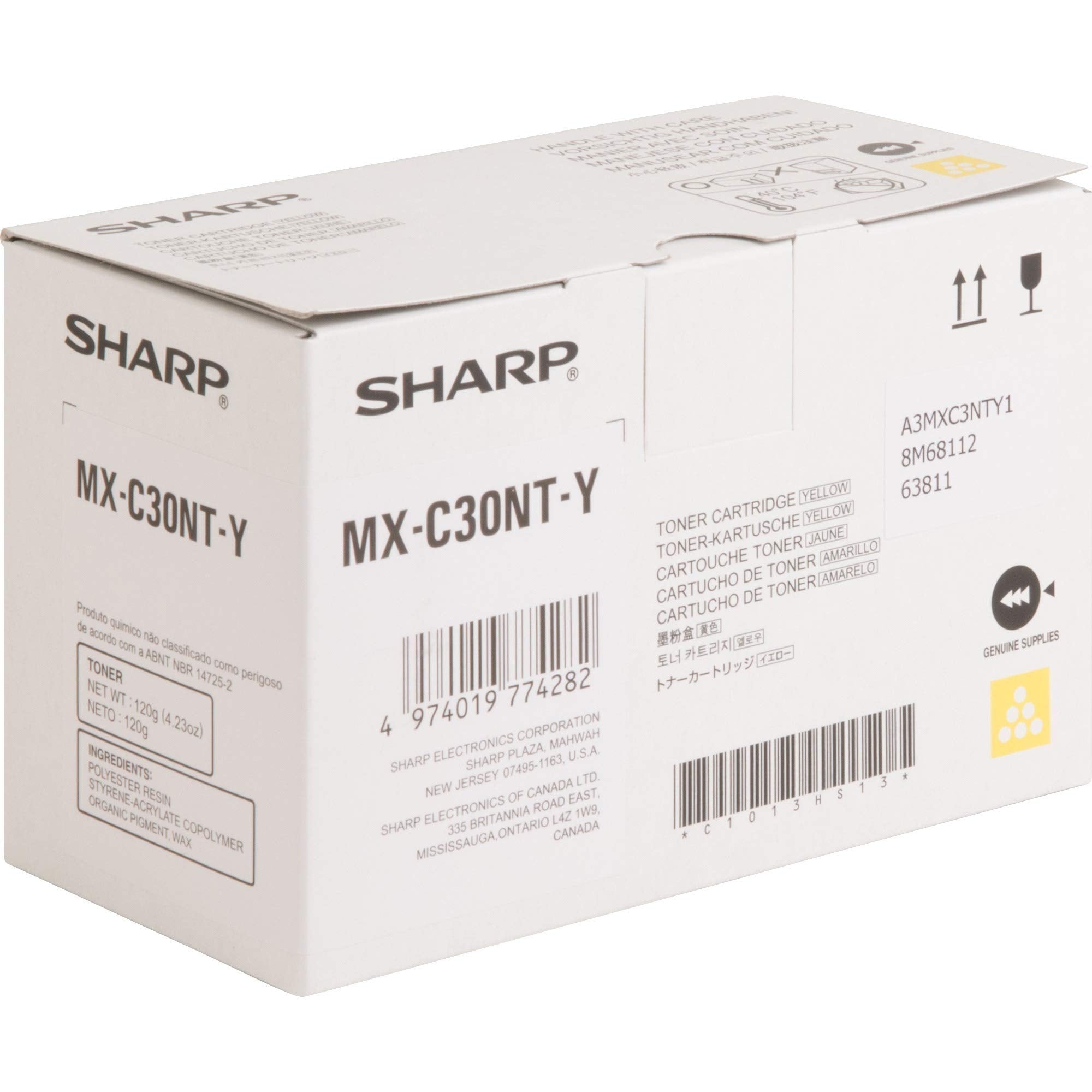 SHARP OEM Toner Cartridge, Yellow, Yield 6,000