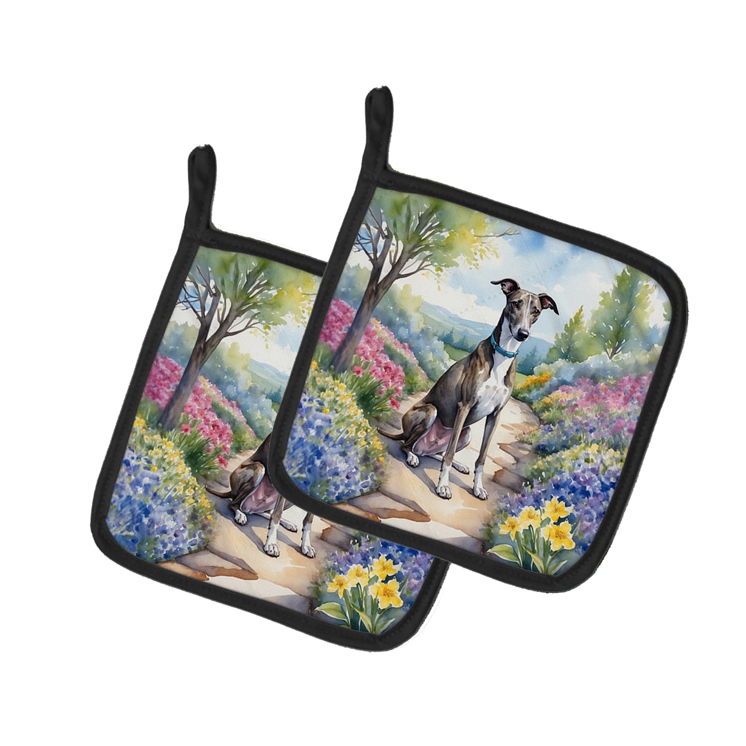Greyhound Spring Path Pair of Pot Holders