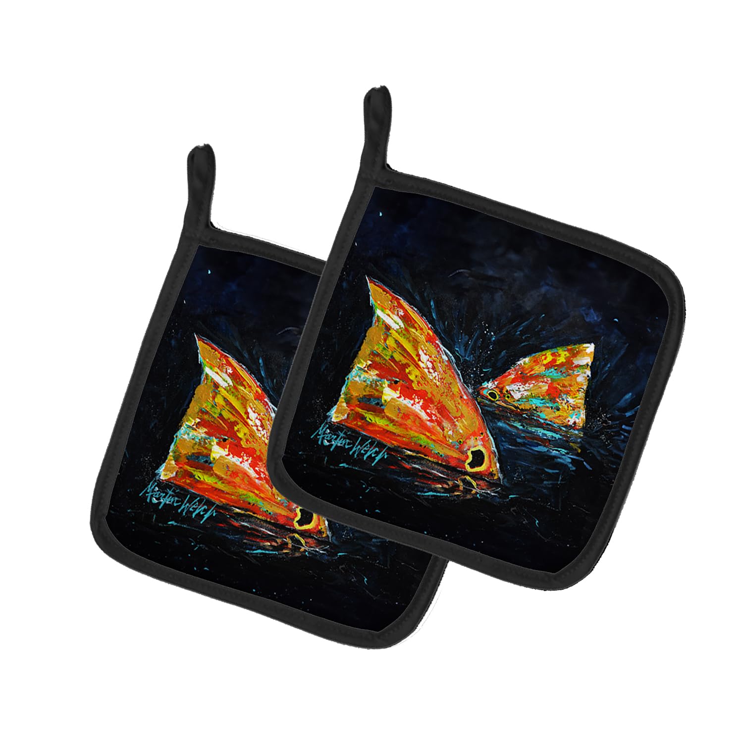 Red Fish Two Tales Pair of Pot Holders