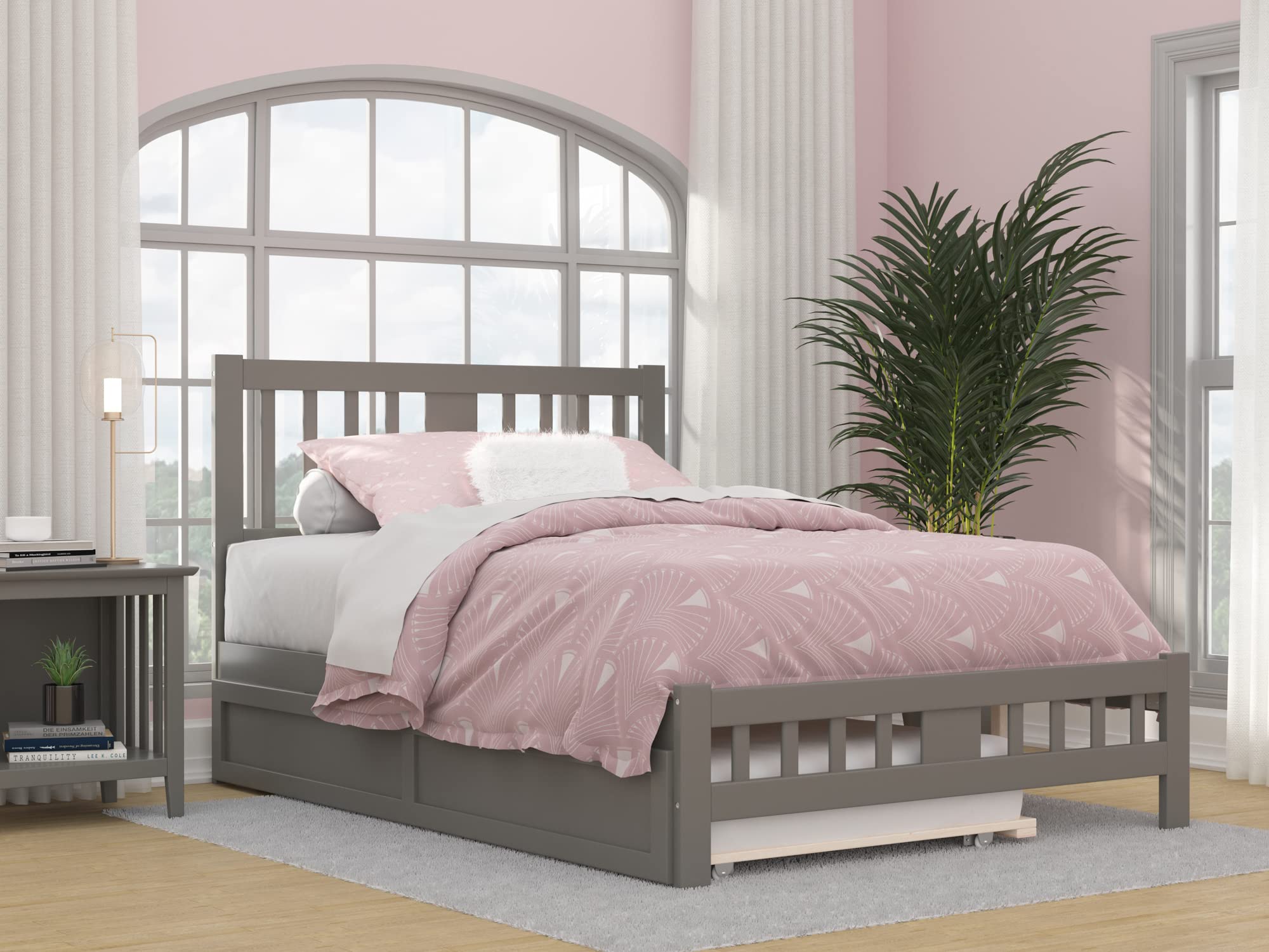 Tahoe Full Platform Bed with Matching Footboard & Twin Trundle in Grey