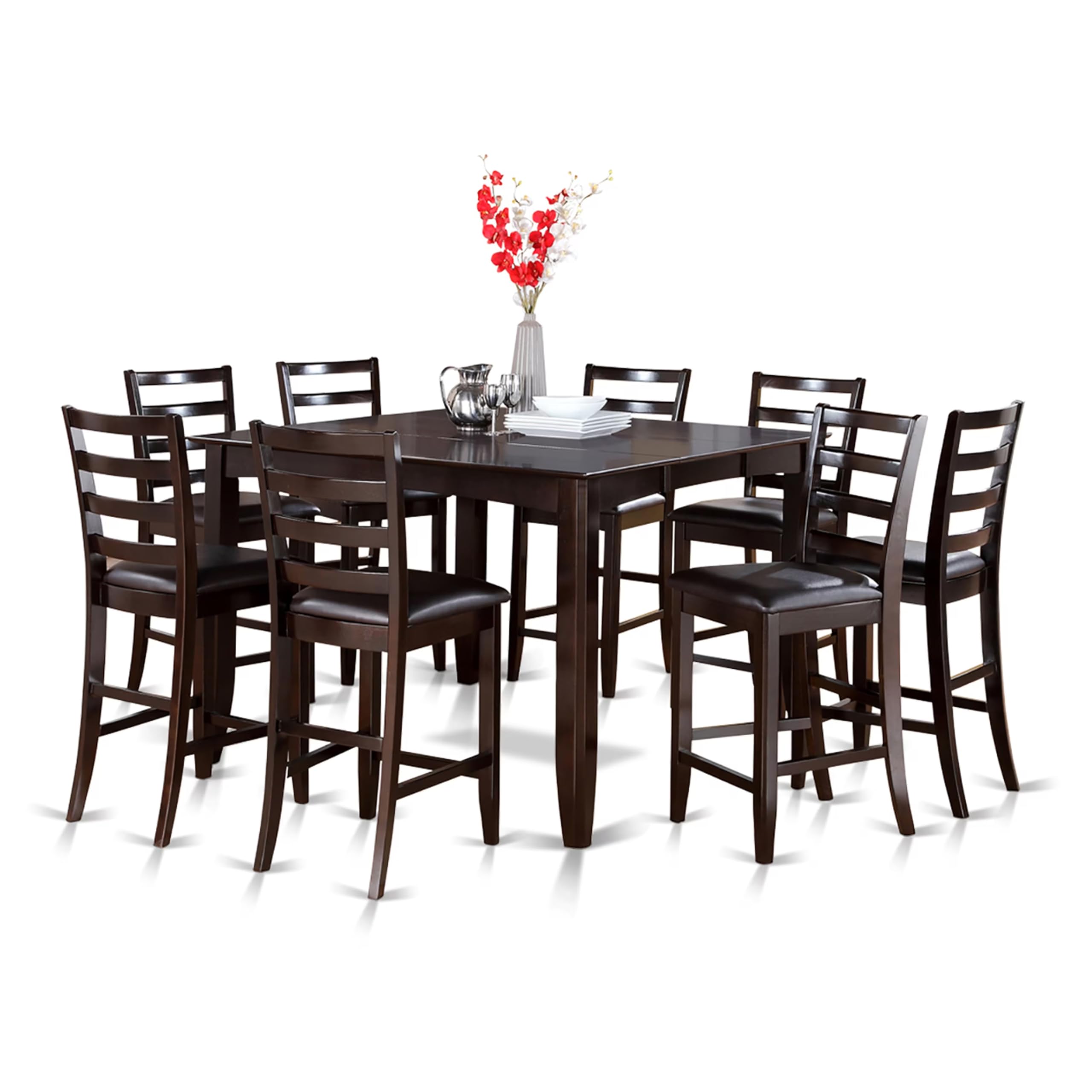 FAIR9-CAP-LC 9 Pc Counter height Table set- Square Table and 8 Kitchen counter Chairs