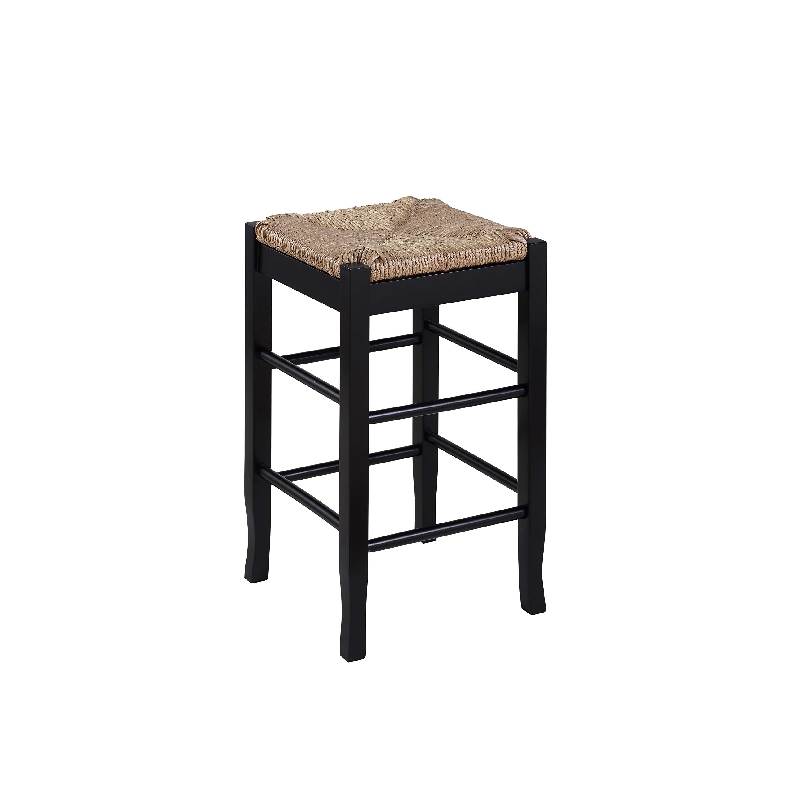 Casafoyer Sophisticated Square Rush Stool with Dual-Layer Stretcher Bars and Rush Seat