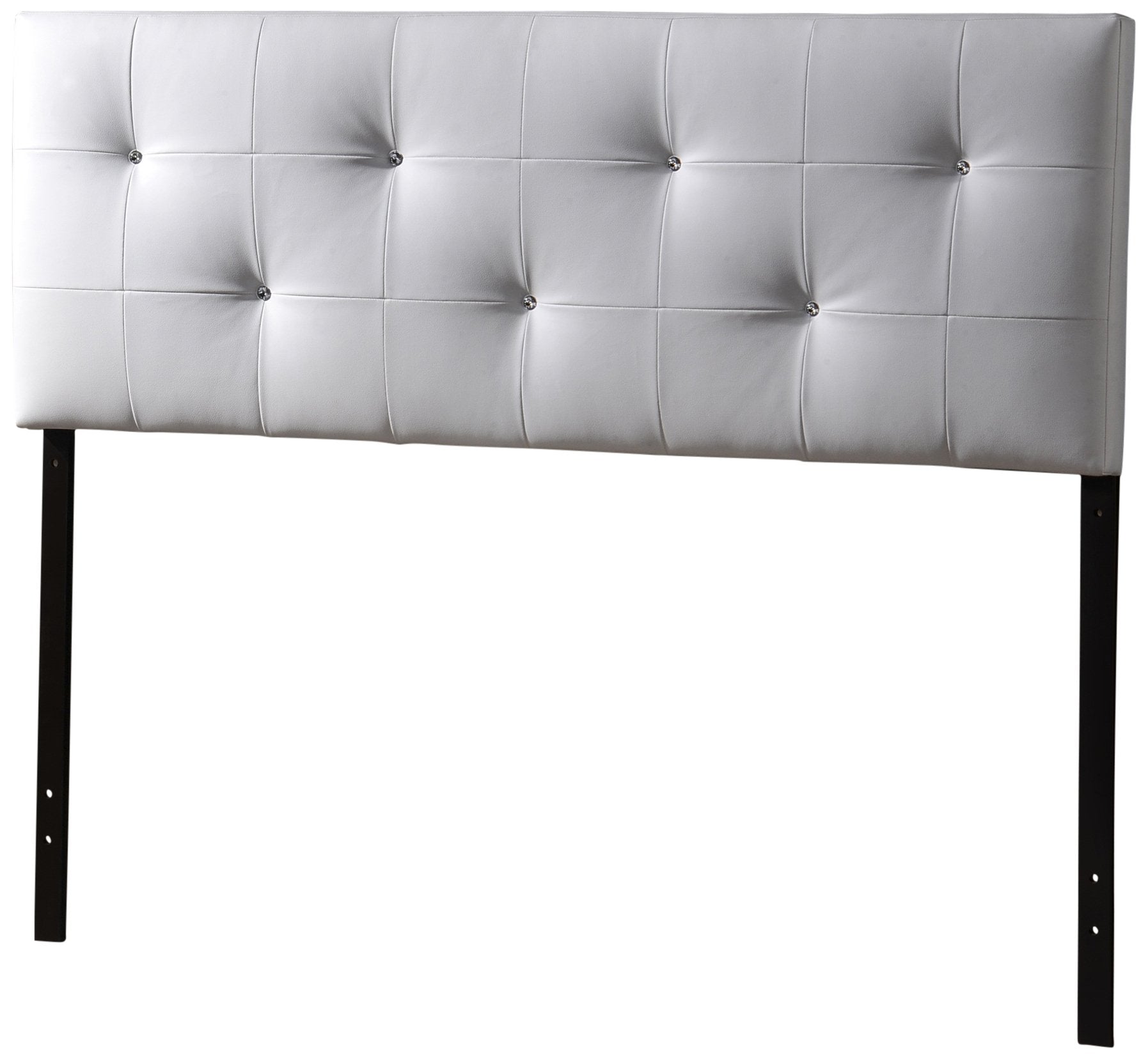 Baxton Studio Dalini Modern And Contemporary Queen White Faux Leather Headboard With Faux Crystal Buttons