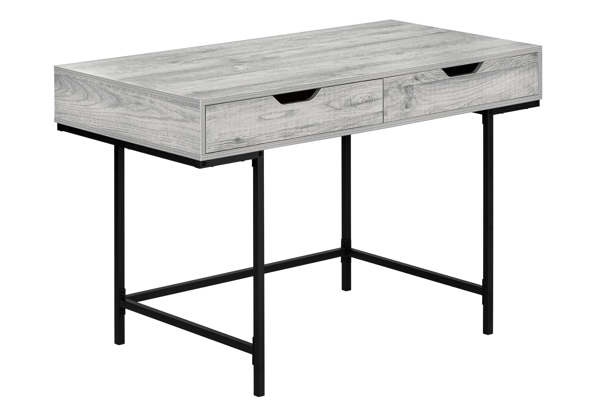 Monarch Specialties I 7553 Computer Desk, Home Office, Laptop, Storage Drawers, 48' L, Work, Metal, Laminate, Grey, Black, Contemporary, Modern