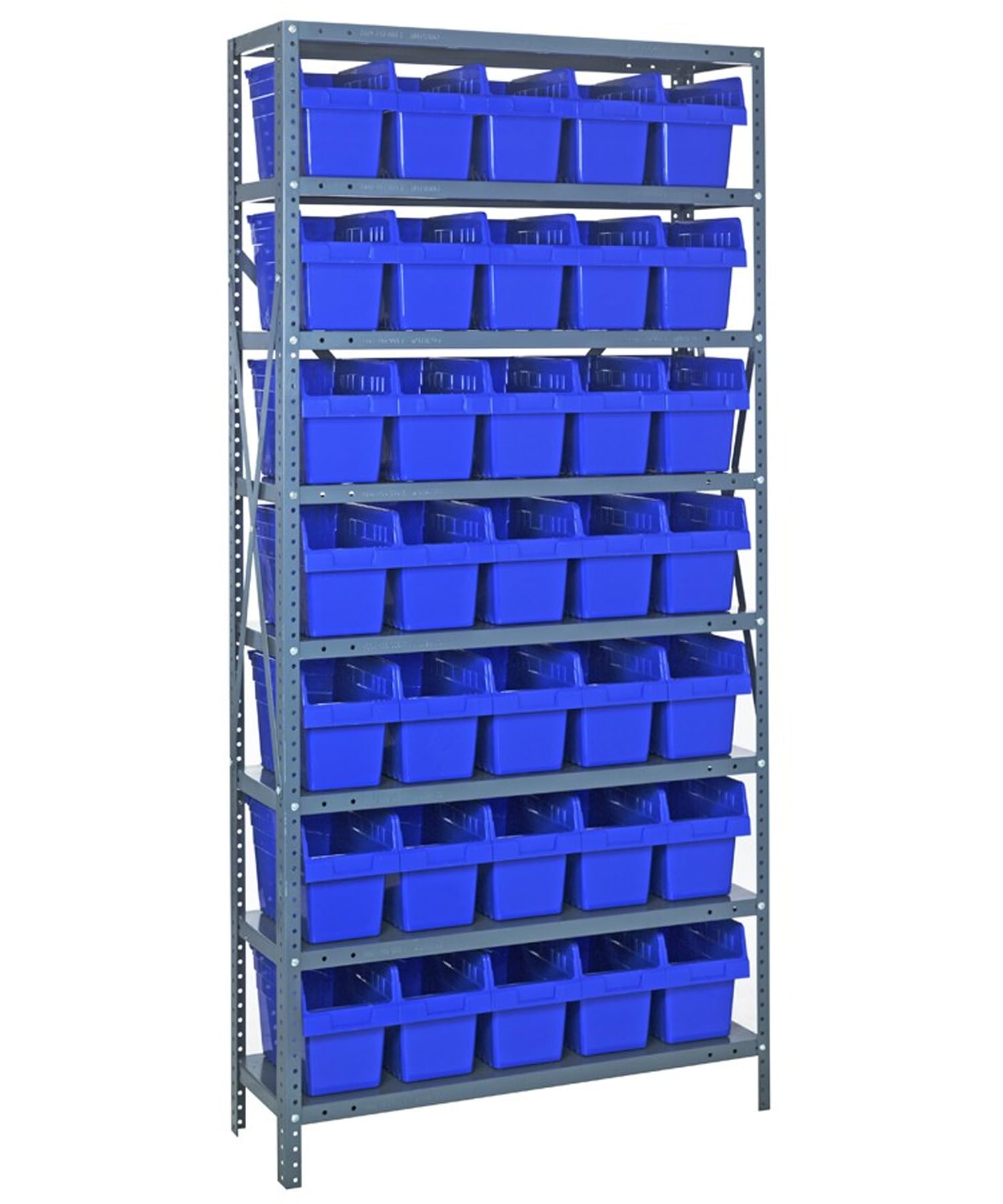 8 Shelf Open Unit W/35 Bins Blue